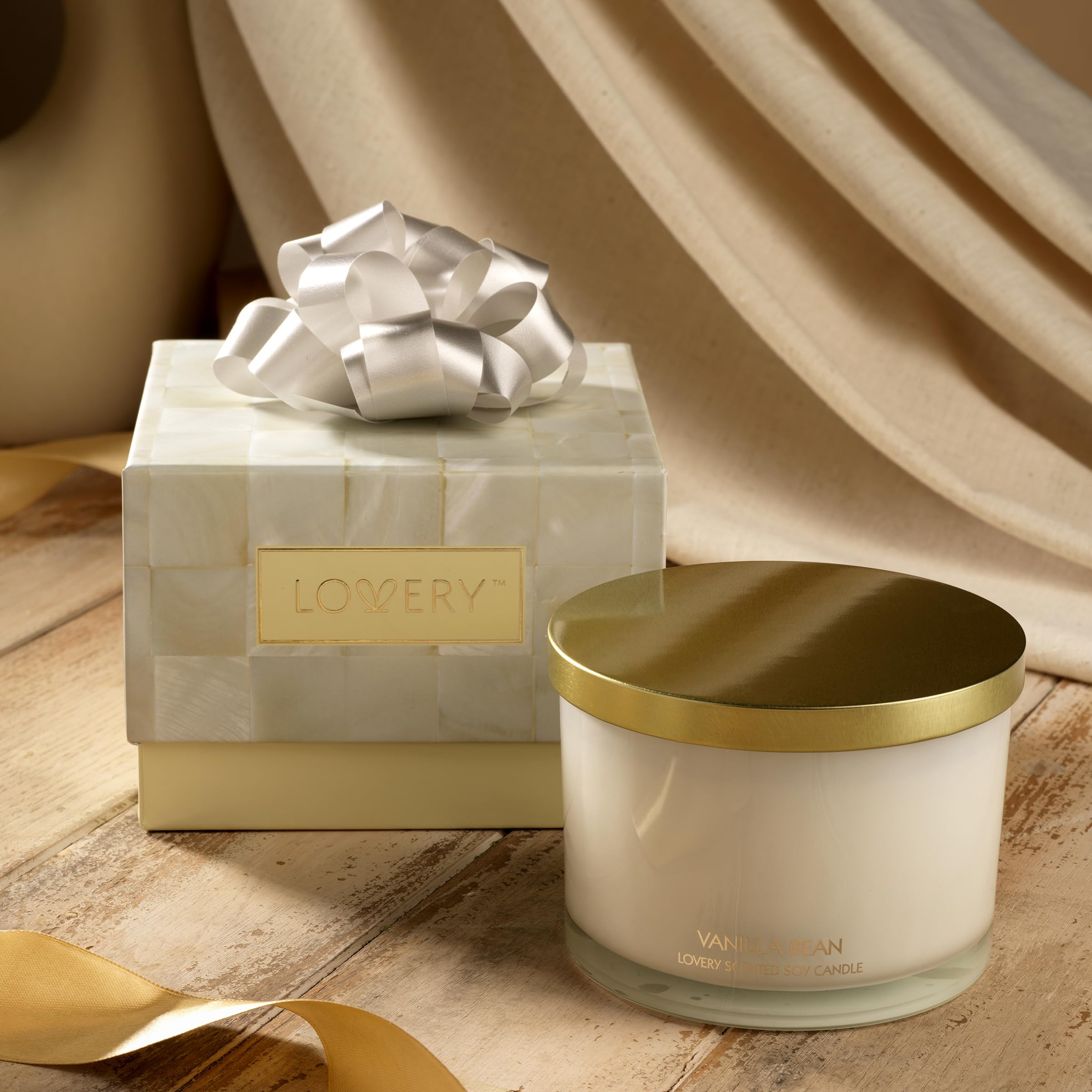 Vanilla Scented Soy Candle Gift Set - 3 Wick Large Jar Candle (50 Hour Burn Time) | Birthday Gifts for Women, Mothers Day Present, Stress Relief & Aromatherapy | Perfect for Home Decor, Relaxation, Spa Nights & Romantic Ambiance