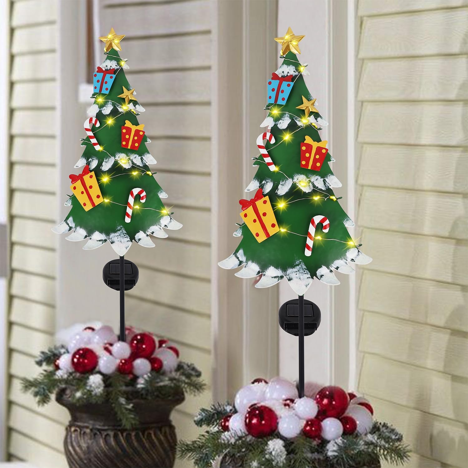 2 Pack Solar Christmas Tree Outdoor Decorations - 41
