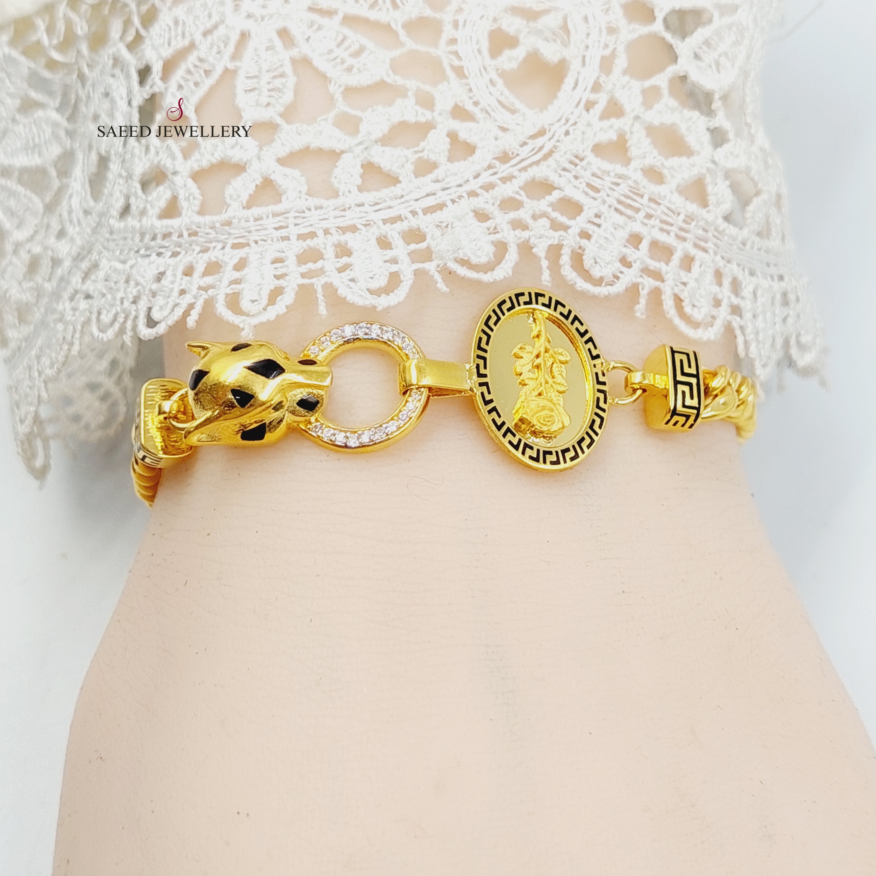 Elegant Enameled & Zircon Studded Deluxe Bracelet for Women - Perfect for Parties, Weddings & Special Occasions