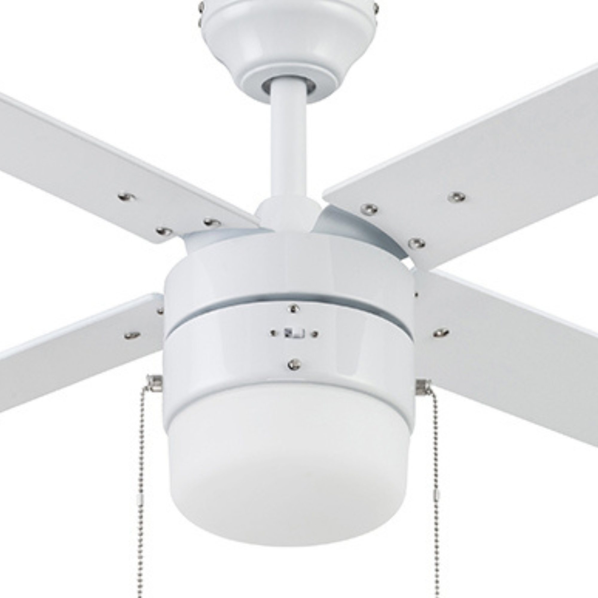 52 Inch White Ceiling Fan with Pull Chain - Modern & Energy Efficient for Living Room, Bedroom, or Office