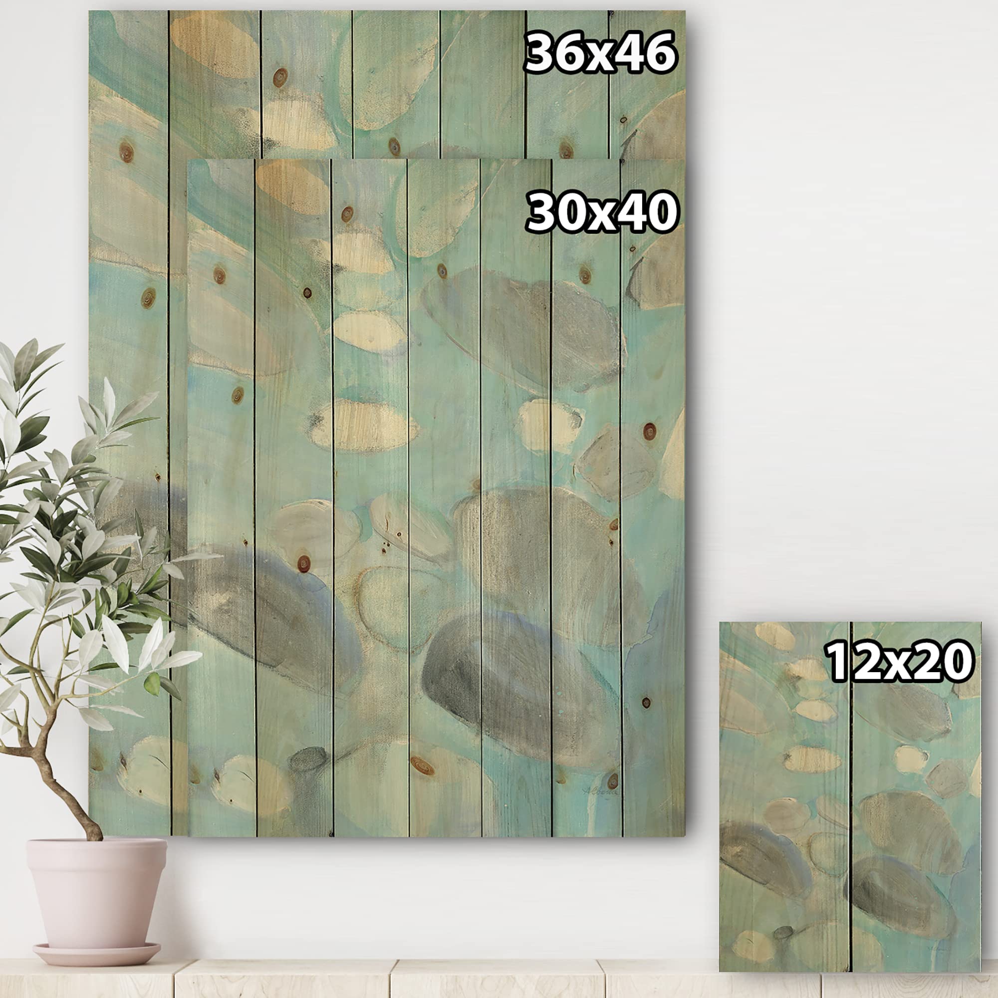DesignQ Running Water II Traditional Wood Wall Decor - Blue Abstract Wood Wall Art Panel, Large Natural Pine Wood Print for Living Room, Bedroom & Office Decor