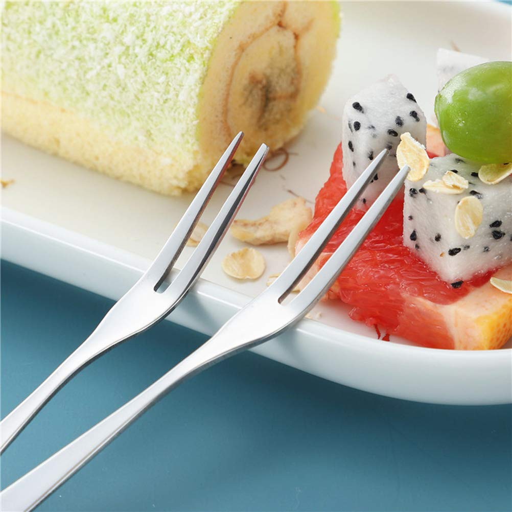 5-Pack Stainless Steel Cake Forks - Reusable Fruit Forks & Party Picks for Desserts, Lunchboxes, Picnics & Tea Parties (Durable & Elegant)