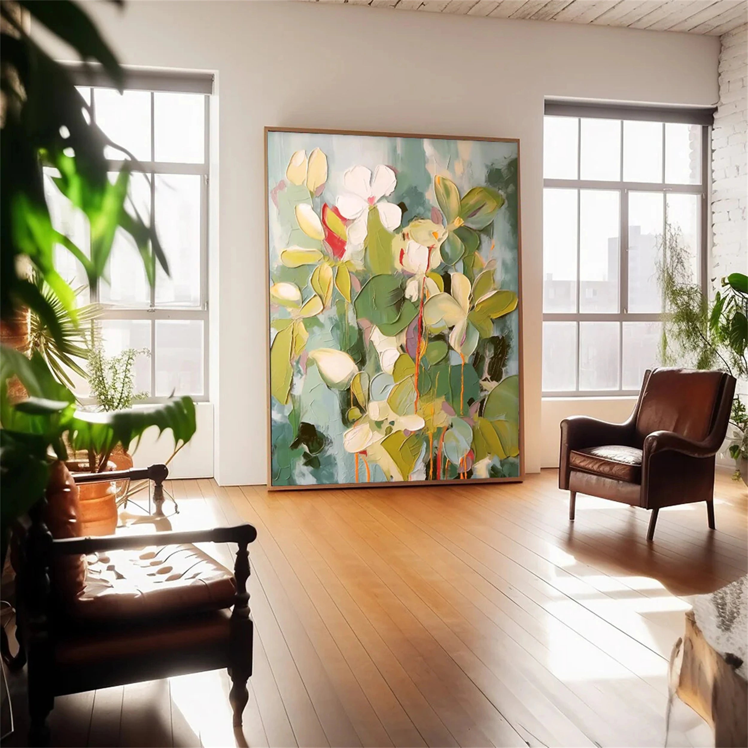 Beautiful Flower and Tree Canvas Painting #FT057 - Perfect for Home Decor, Living Room, Bedroom & Office Wall Art