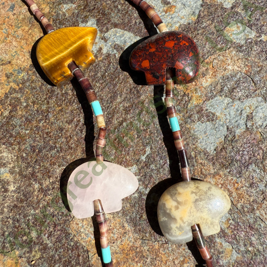 Authentic Vintage Zuni Bear Fetish Necklace with Natural Gemstone Heishi Beads | Native American Jewelry for Spiritual Protection & Style | Perfect for Ceremonies, Gifts & Boho Fashion