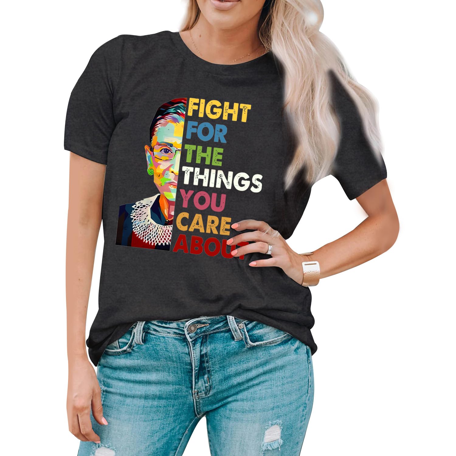 Women's RBG Quote T-Shirt - Ruth Bader Ginsburg Inspirational Tee - Feminist Girl Power Top for Casual Wear & Political Activism