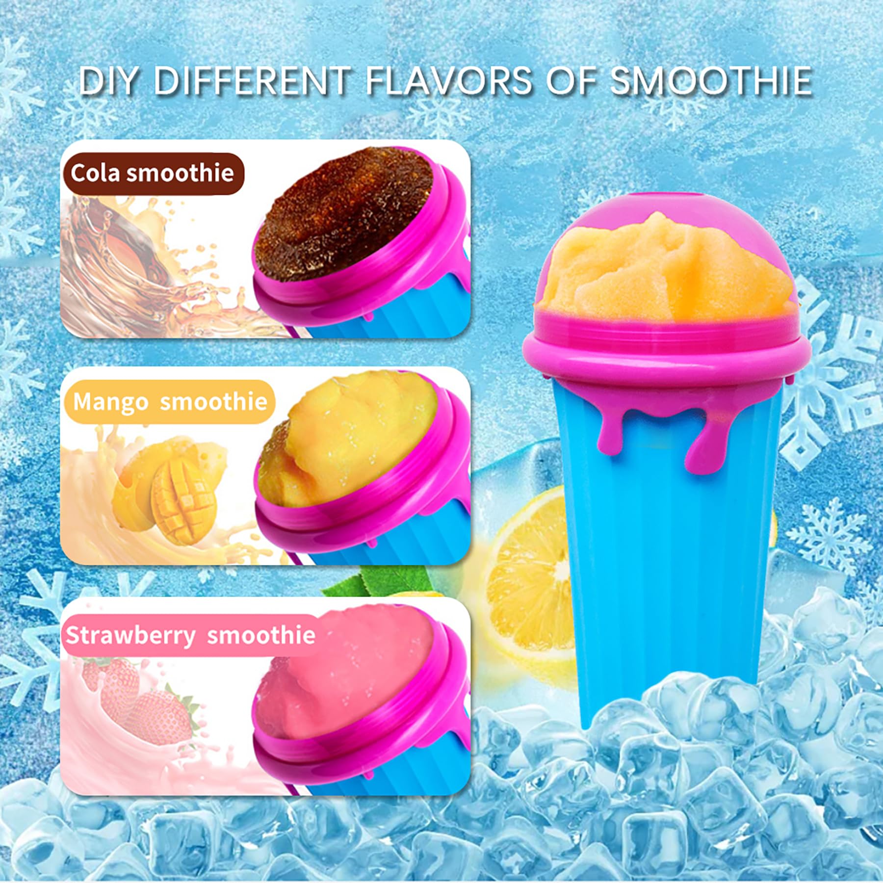 16.9oz Slushie Maker Cup - Large Capacity Magic Quick Frozen Smoothie Cup, Double Layer Squeeze Cup for Homemade Slushies, Milk Shakes & Ice Cream - Perfect for Kids, Family & Summer Parties (Ideal for Poolside, BBQs & Outdoor Gatherings)