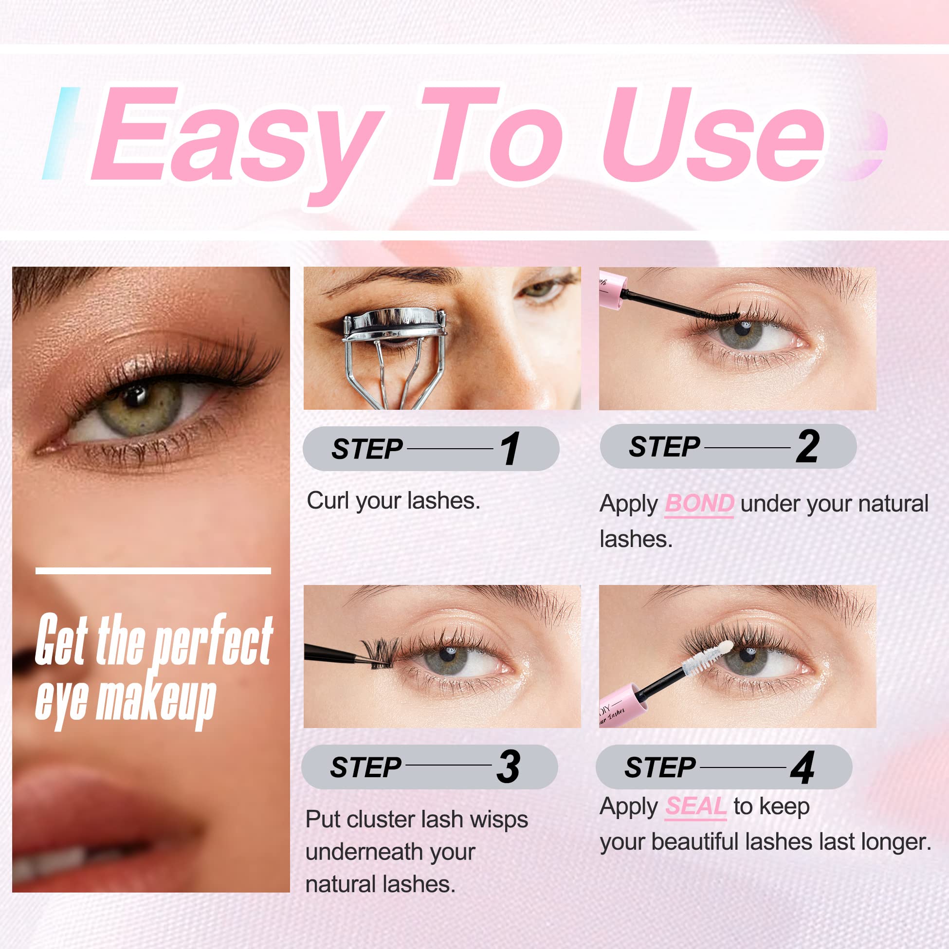 ALICE Lash Bond and Seal - Professional Cluster & Individual Lash Glue for DIY Eyelash Extensions | Latex-Free, Waterproof, Super Strong Hold Adhesive (5ml×2) | Perfect for Salon Professionals & Home Use