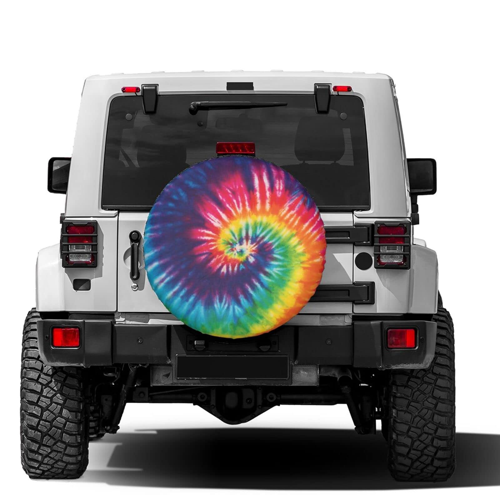 Rainbow Tie Dye Spare Tire Cover - 17 Inch Dustproof Wheel Protector for Trailers, RVs, SUVs & Vehicles | Waterproof UV-Resistant Travel Accessory for Road Trips & Camping Adventures