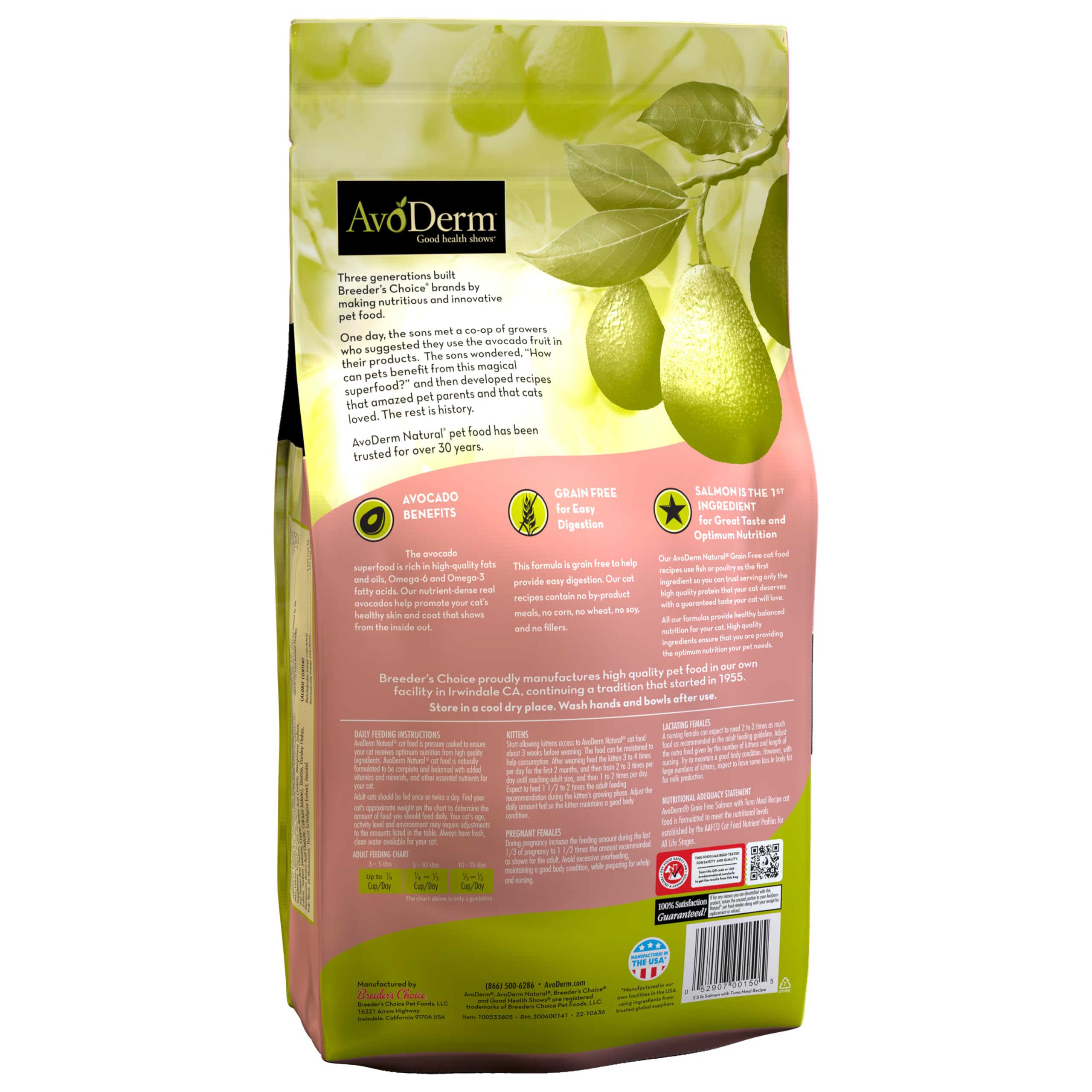 AvoDerm Natural Grain-Free Salmon & Tuna Dry Dog Food - 2.5lb Bag for Adult Dogs - High Protein & Omega-3 for Healthy Skin & Coat - Perfect for Sensitive Stomachs & Allergies
