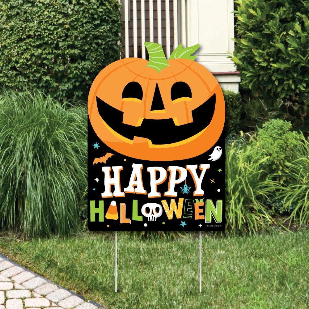Big Dot of Happiness Jack-O'-Lantern Halloween Party Decorations - Outdoor Yard Sign for Kids Halloween Party, Trick or Treat Welcome Sign, Pumpkin Decor for Front Porch & Halloween Festivities