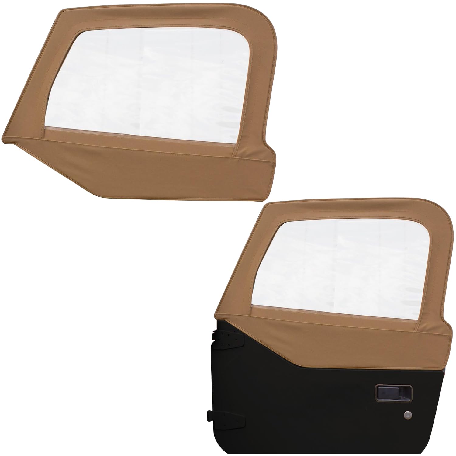 Sierra Offroad Jeep Half Doors for 1997-2006 Jeep Wrangler TJ - Spice & Denim Vinyl - 2 Door Skins with Clear Plastic Windows - OEM Precision Fit Replacement - Upper Door Skin Set of 2 - Perfect for Off-Roading, Trail Riding & Jeep Customization