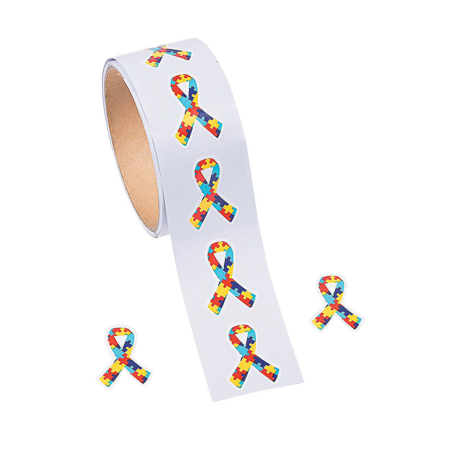 Autism Awareness Puzzle Ribbon Stickers Roll for Notebooks & Planners