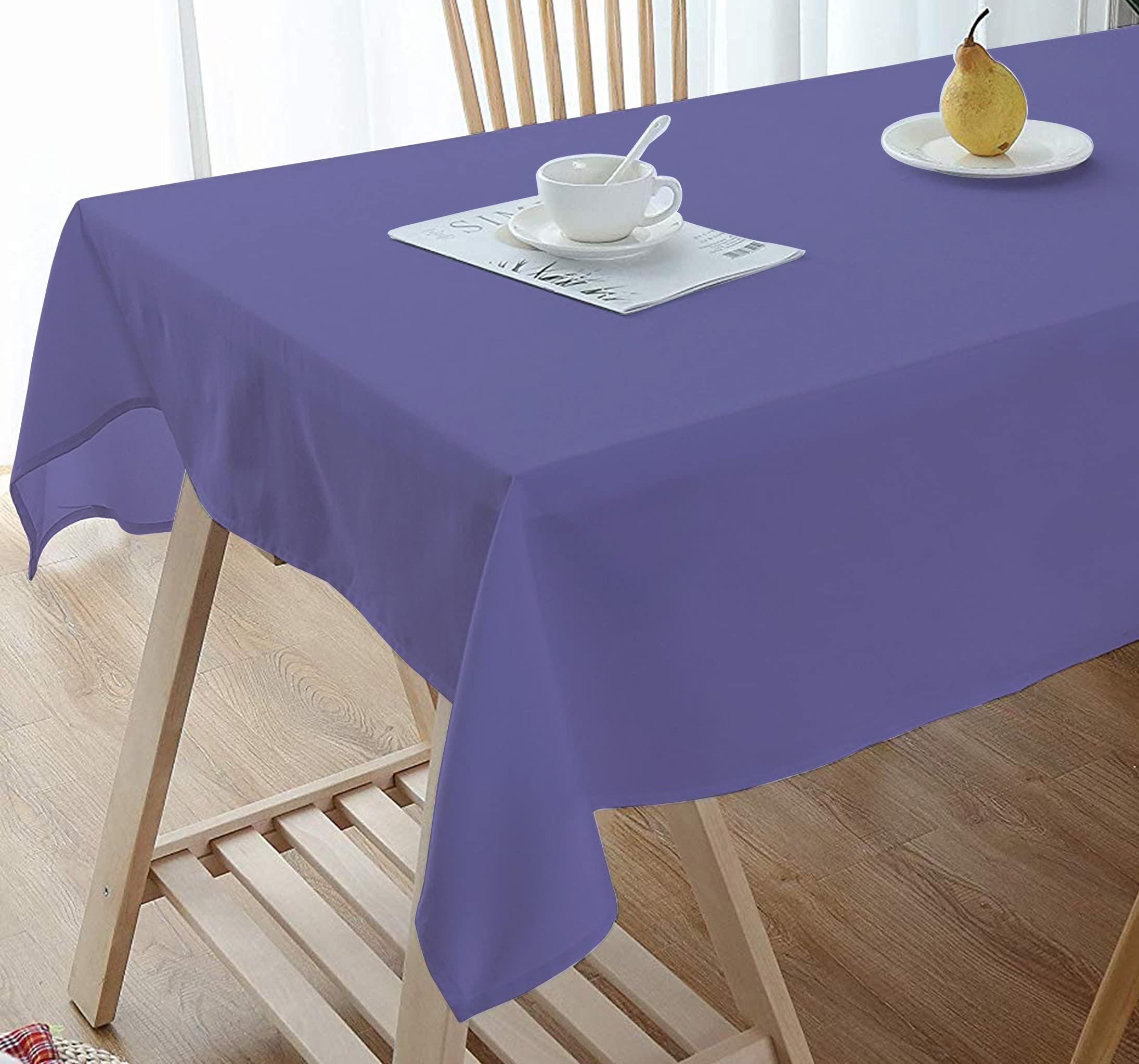 Premium 100% Cotton Soft Plain Tablecloth - 56x72 Inch Purple Dining Table Cover for 4 Seater - Perfect for Dinner Parties, Family Gatherings & Everyday Use