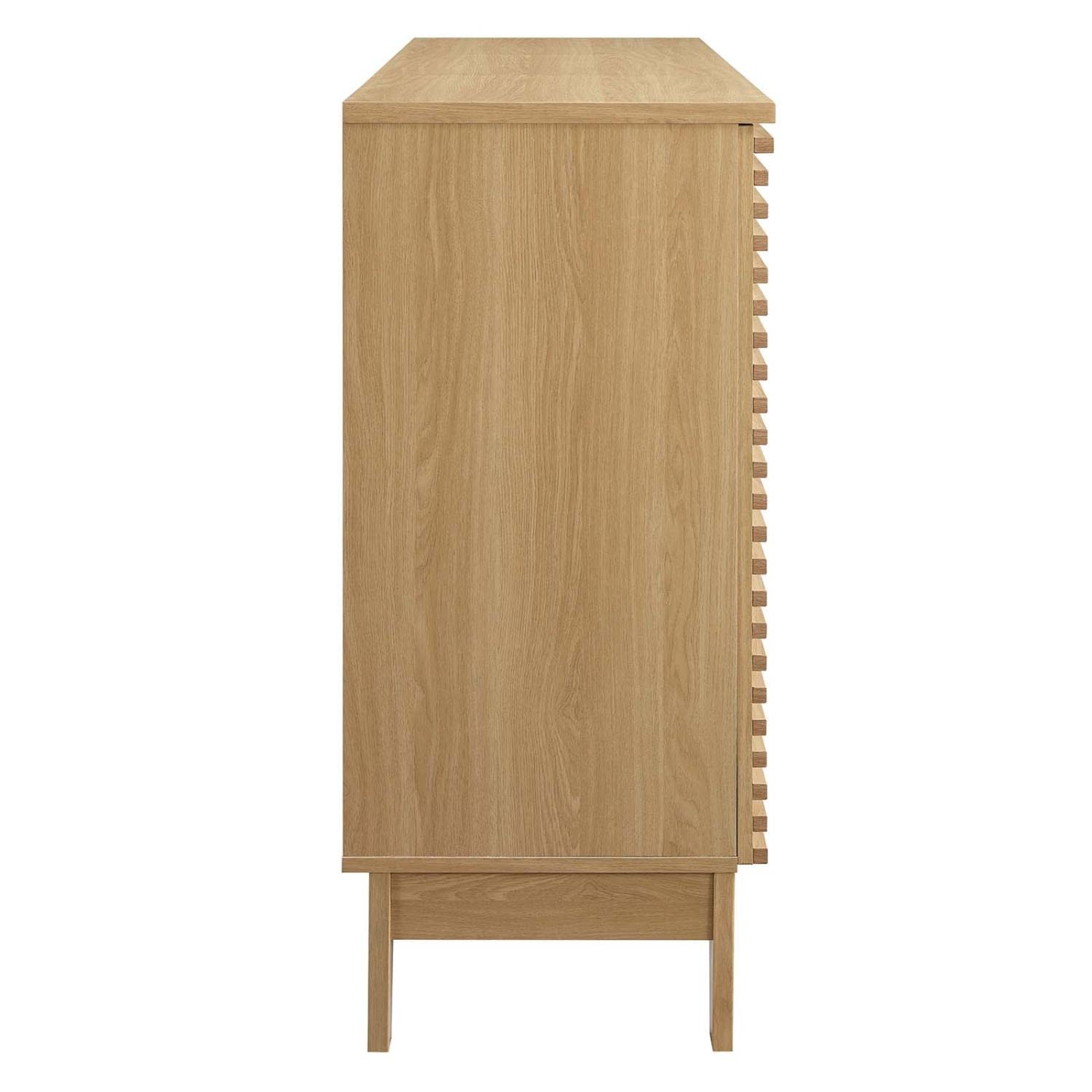 Modway Render Mid-Century Modern Wine Bar Cabinet - Solid Oak Wood, 17 x 46 x 37 Inches - Vintage Home Bar Furniture for Dining Room, Living Room & Entertaining