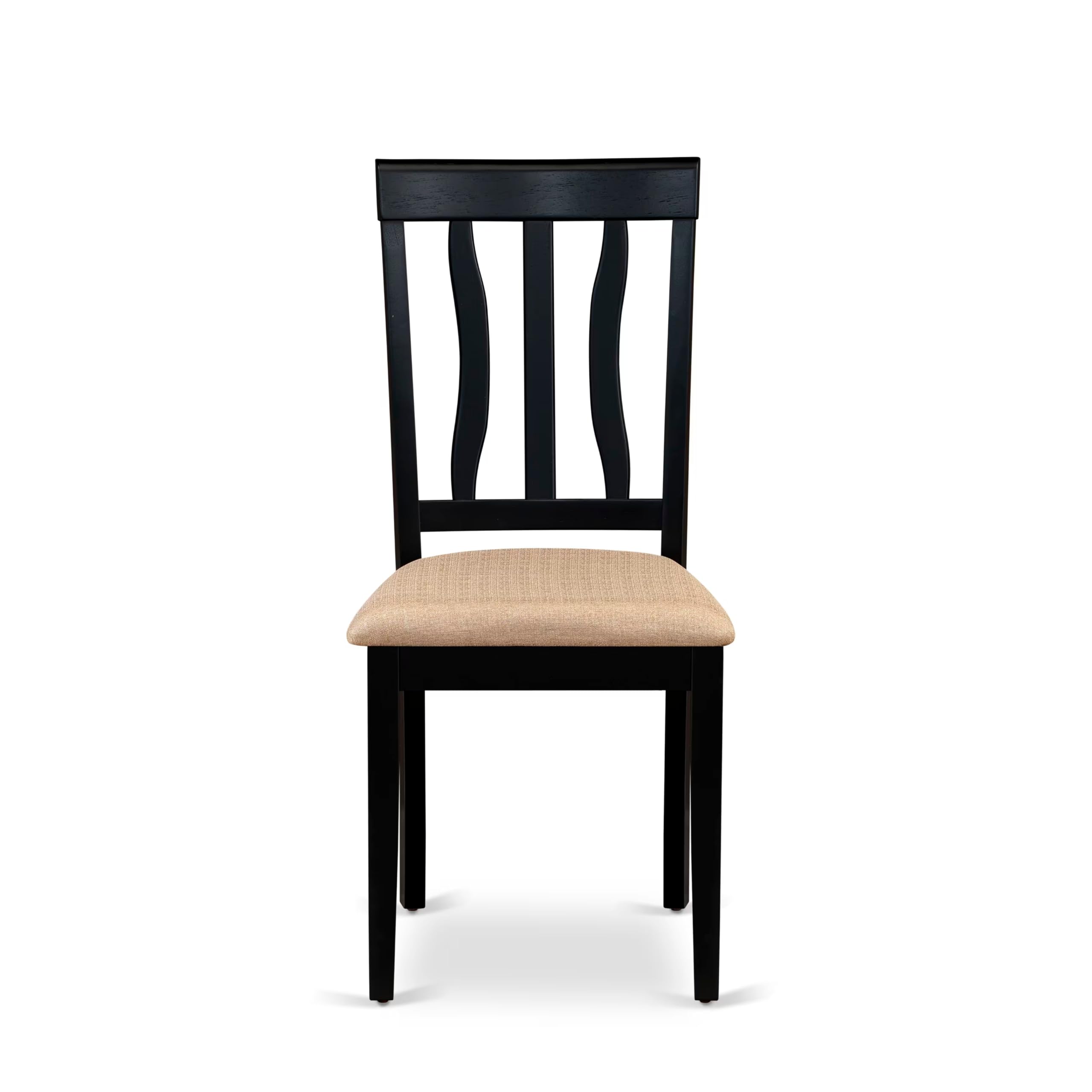East West Furniture 5-Piece Round Dining Table Set with Drop Leaf & 4 Upholstered Chairs - 42x42 Inch Black Kitchen Table for Small Spaces | Perfect for Breakfast Nook, Apartment Dining, and Compact Homes