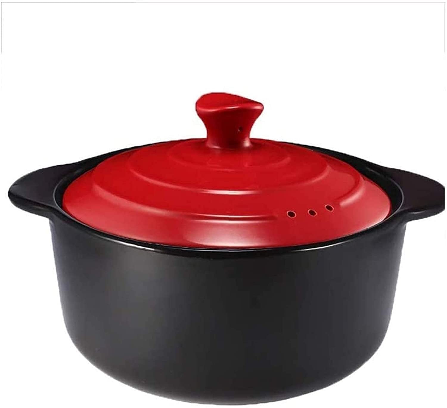 **4L Red Ceramic Casserole Dish with Lid – Stoneware Stockpot for Baking, Cooking & Serving – Perfect for Home Kitchens, Oven & Stovetop Use**