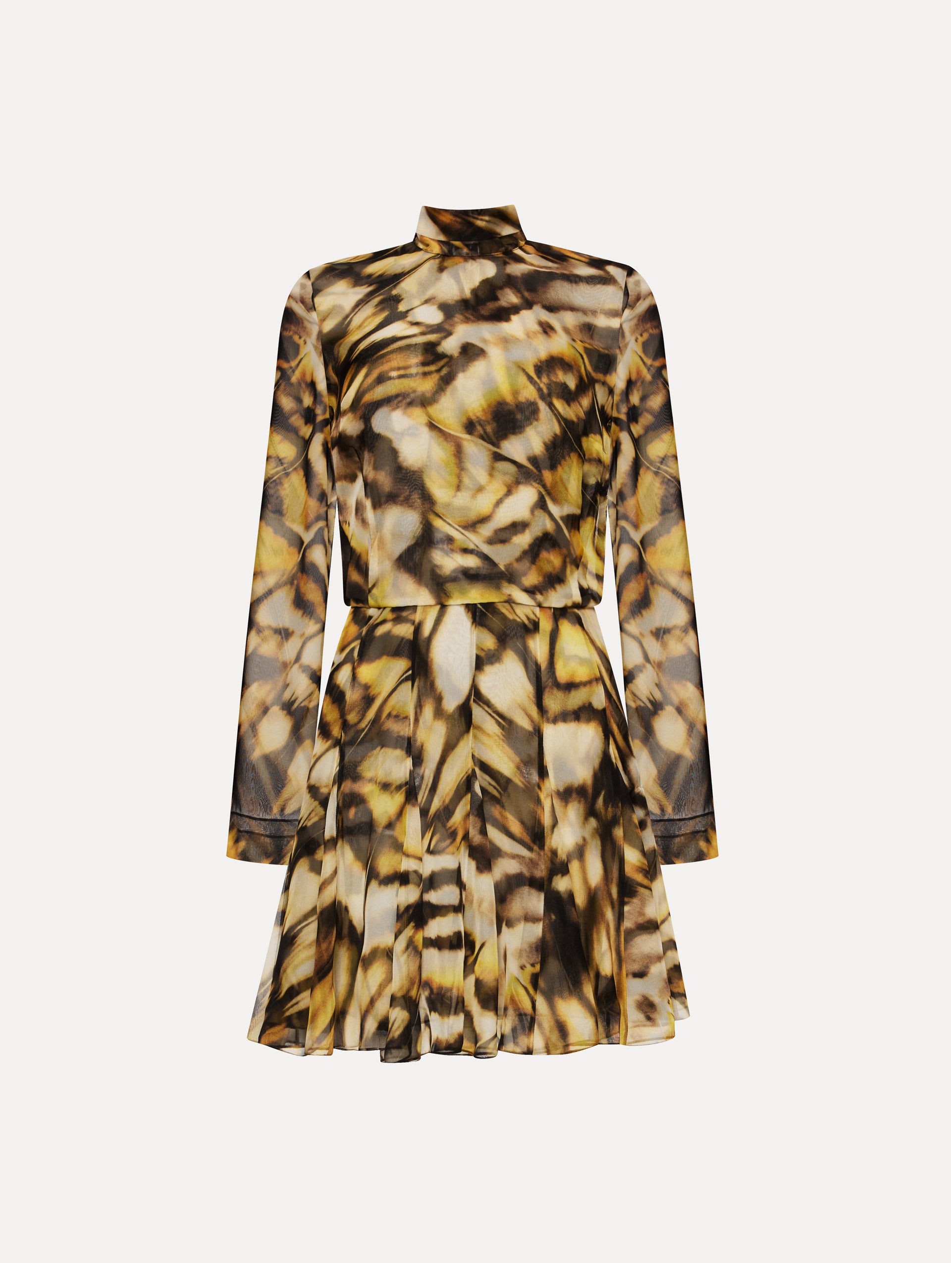 Elegant Abstract Butterfly Print Silk Chiffon Dress for Women - Perfect for Summer Weddings, Garden Parties & Special Occasions