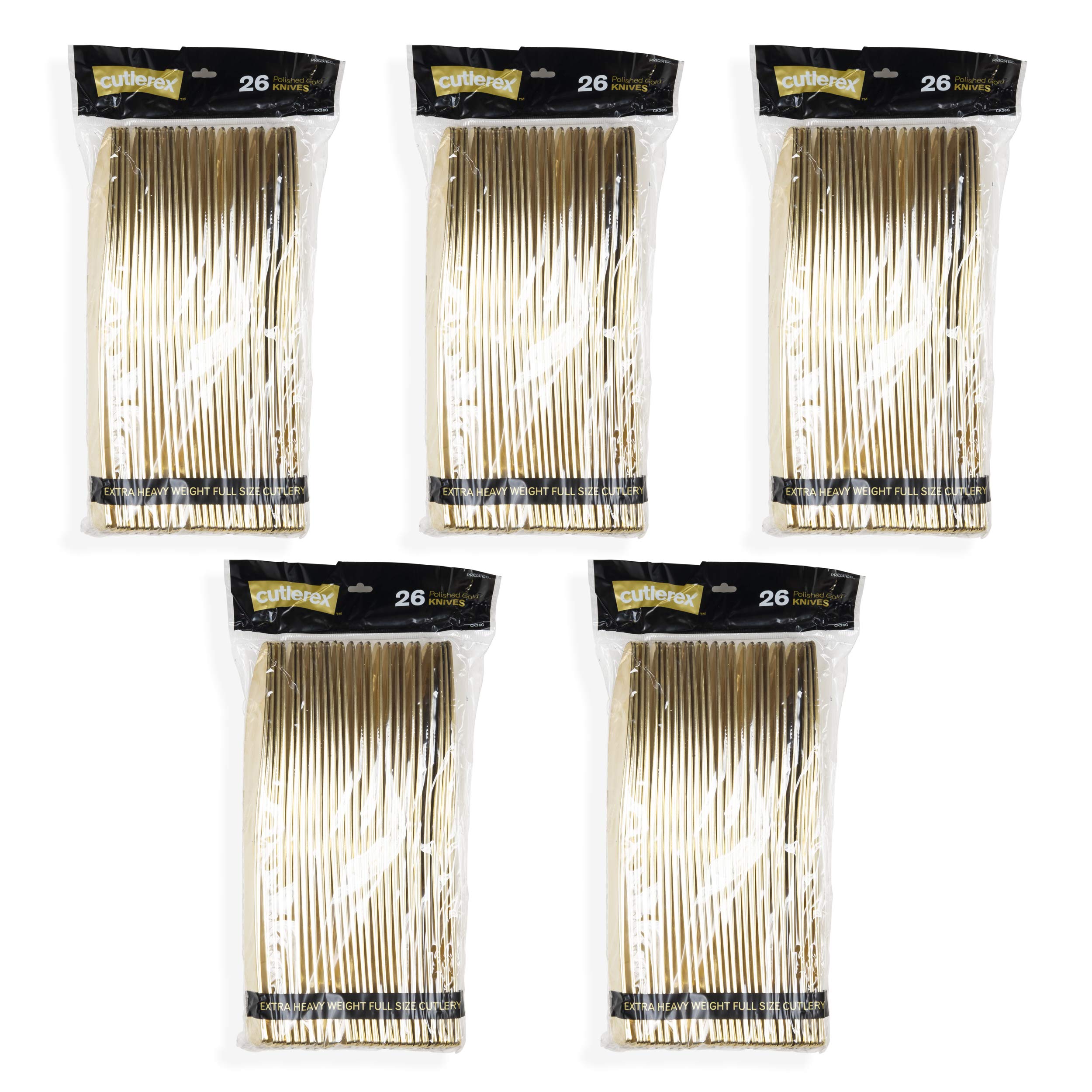 100-Pack Gold Plastic Knives - Heavy Duty Disposable Cutlery Set for Catering, Parties, Weddings & Daily Use | Elegant Flatware for Events, Receptions & Dinner Settings