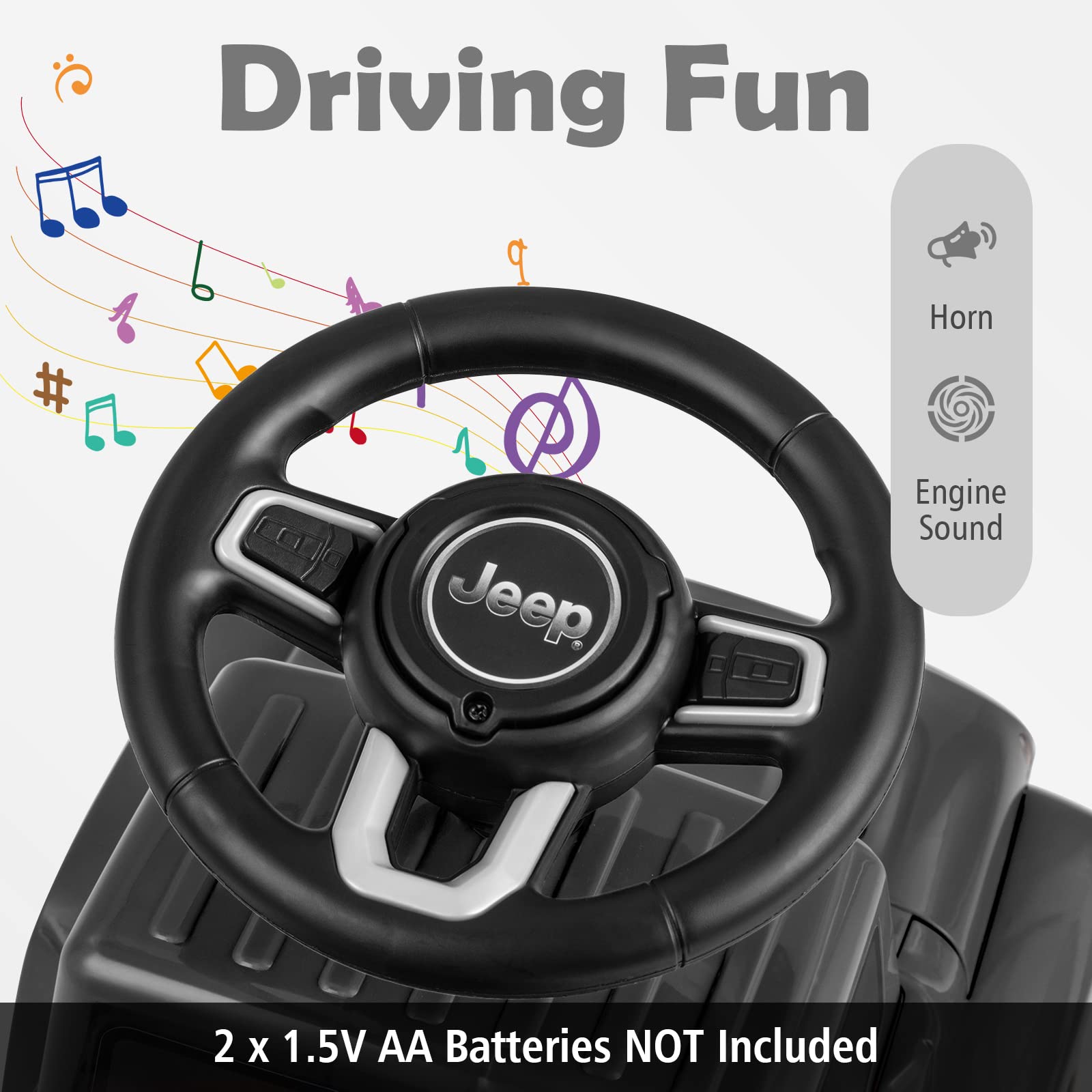 **INFANS Licensed Jeep Toddler Ride On Push Car with Engine Sound & Horn - Foot-to-Floor Sliding Baby Walker Toy with Under Seat Storage - Gift for Boys & Girls Ages 1.5-3 (Gray) - Perfect for Indoor & Outdoor Play, Birthday & Holiday Gifts**