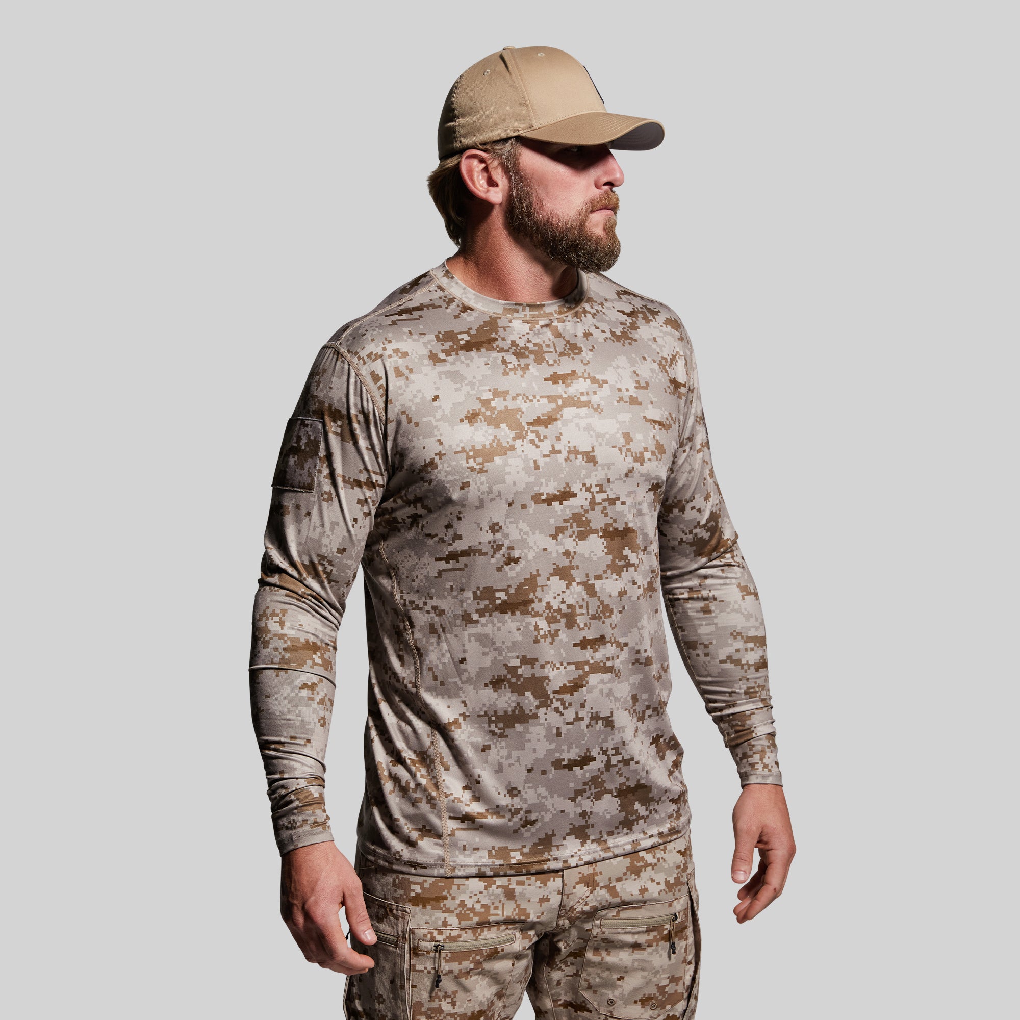 Long Sleeve Range Shirt - Desert Digital Camo Tactical Shirt for Outdoor Hunting & Hiking | Durable & Comfortable Military Style Top