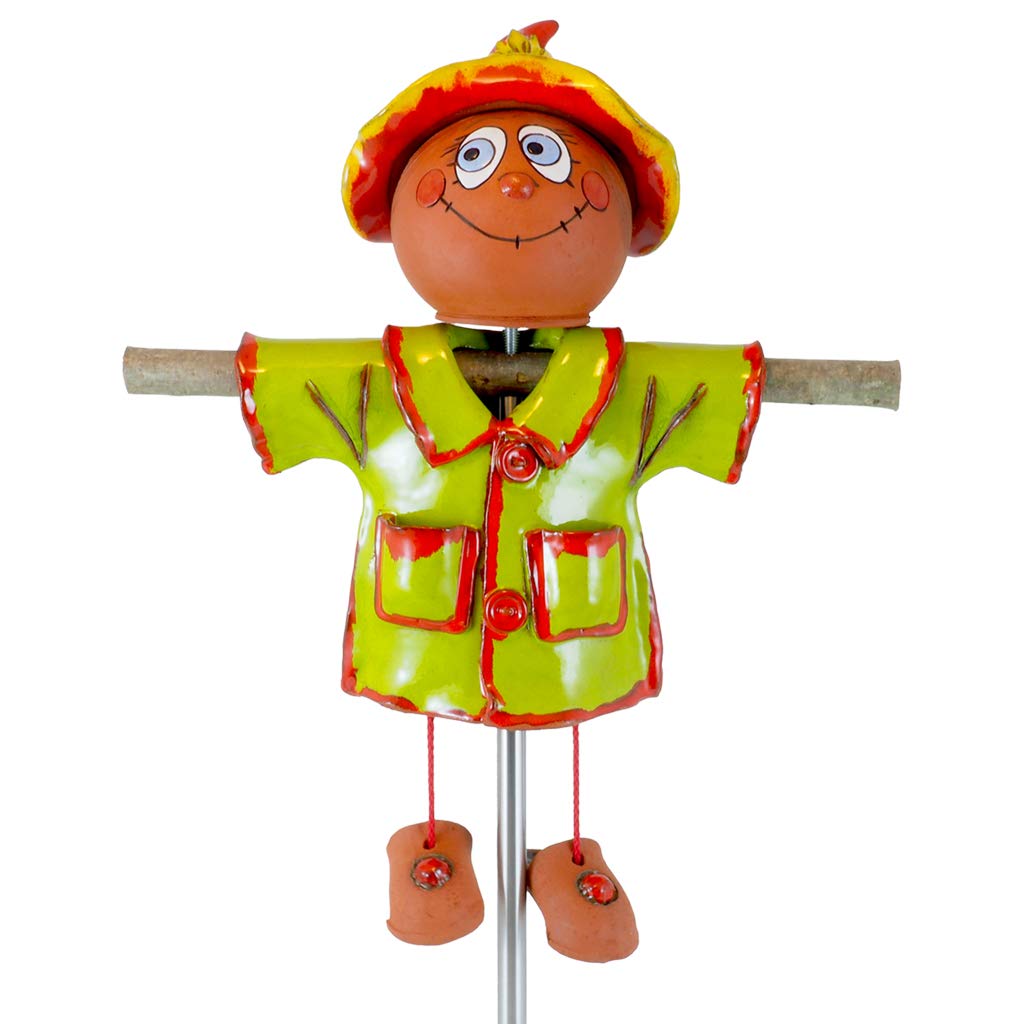 Handmade Frostproof Ceramic Scarecrow Lawn Stake - Unique Outdoor Garden Decor Statue for Women & Men - Perfect Yard Gift for Gardeners - Ideal for Patio, Lawn & Backyard Decoration