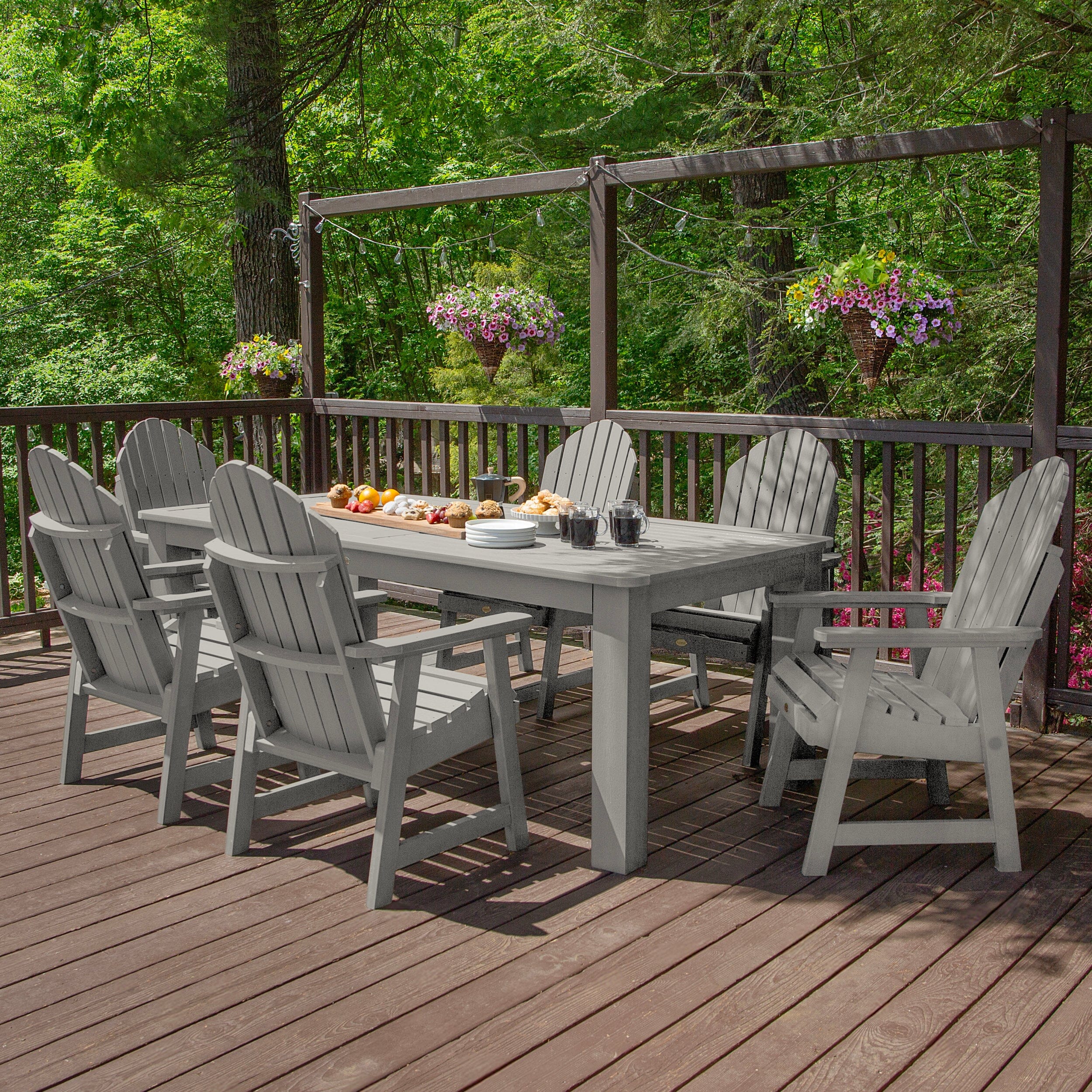 Premium Hamilton 7-Piece Outdoor Dining Set 42x84 Inches - Patio, Garden, Backyard Furniture for Dining & Entertaining