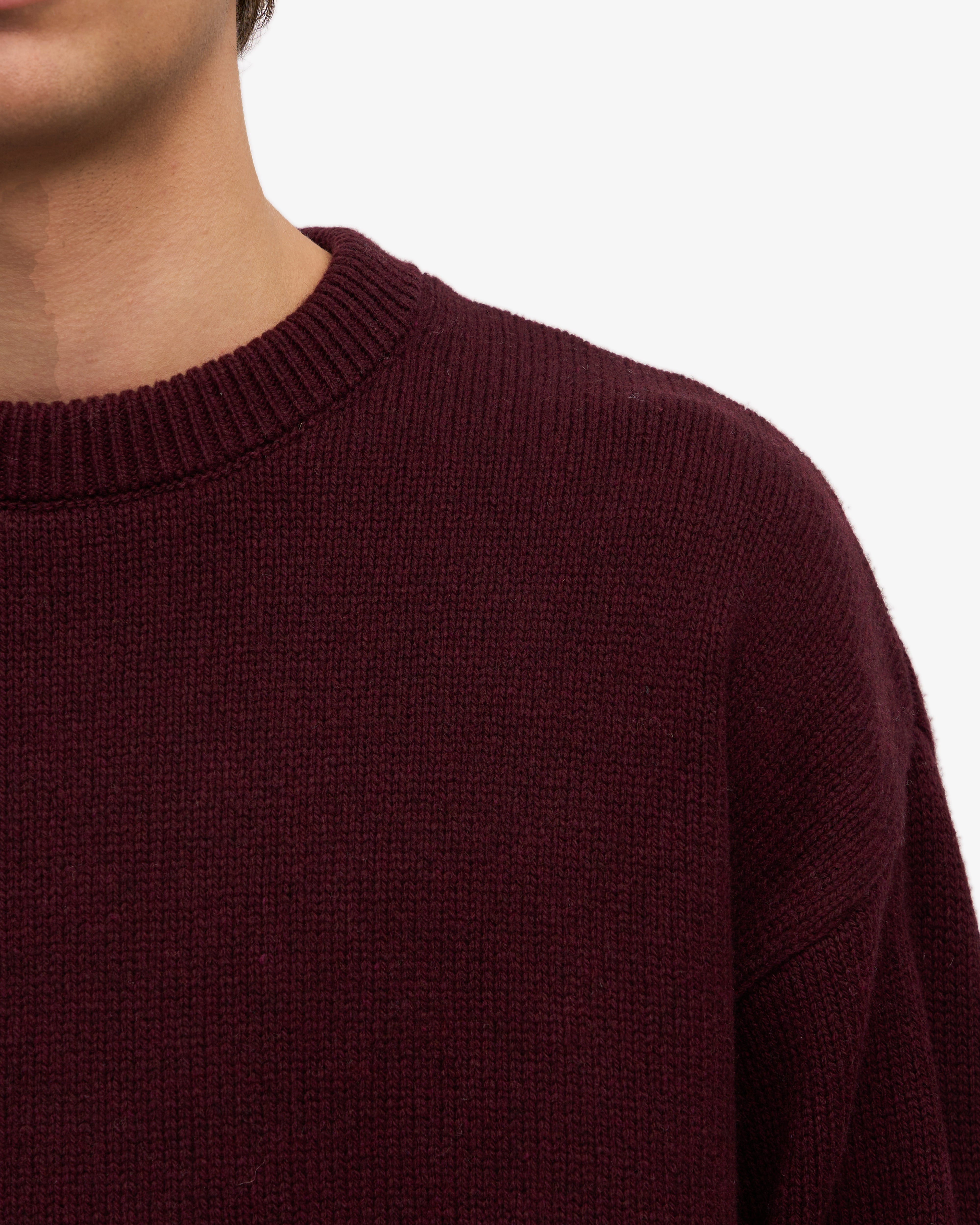 Premium Oversized Merino Wool Sweater for Women - Soft & Warm Oxblood Red Crewneck Pullover | Perfect for Winter, Fall & Casual Outfits
