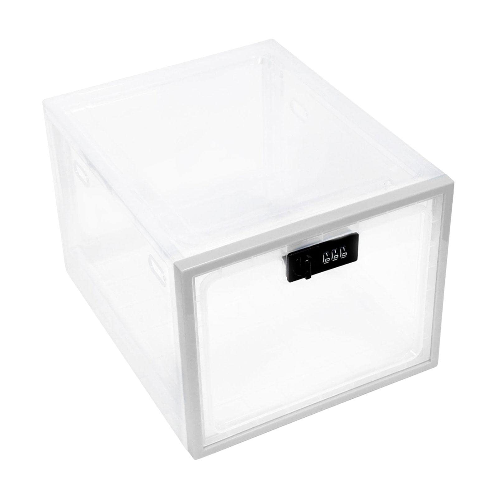 SM SunniMix Lockable Storage Box - Childproof Secure Container with Compact Design for Snack, Lunch & Organizing | Clear & White | Perfect for Kitchen, Office, Travel & Baby Proofing