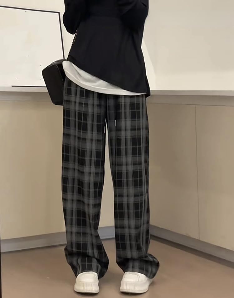 Grunge Pants for Women - Vintage Plaid Lounge Pants | Goth & Emo Style Pants | Perfect for Concerts, Halloween & Alternative Fashion