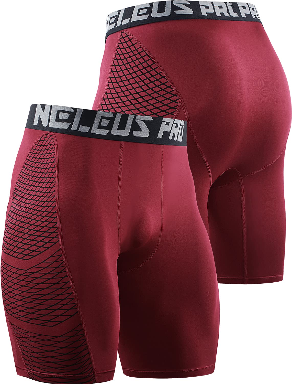 NELEUS Men's Compression Shorts 3-Pack - Moisture Wicking, Breathable & Anti-Chafing Workout Shorts for Running, Gym & Sports