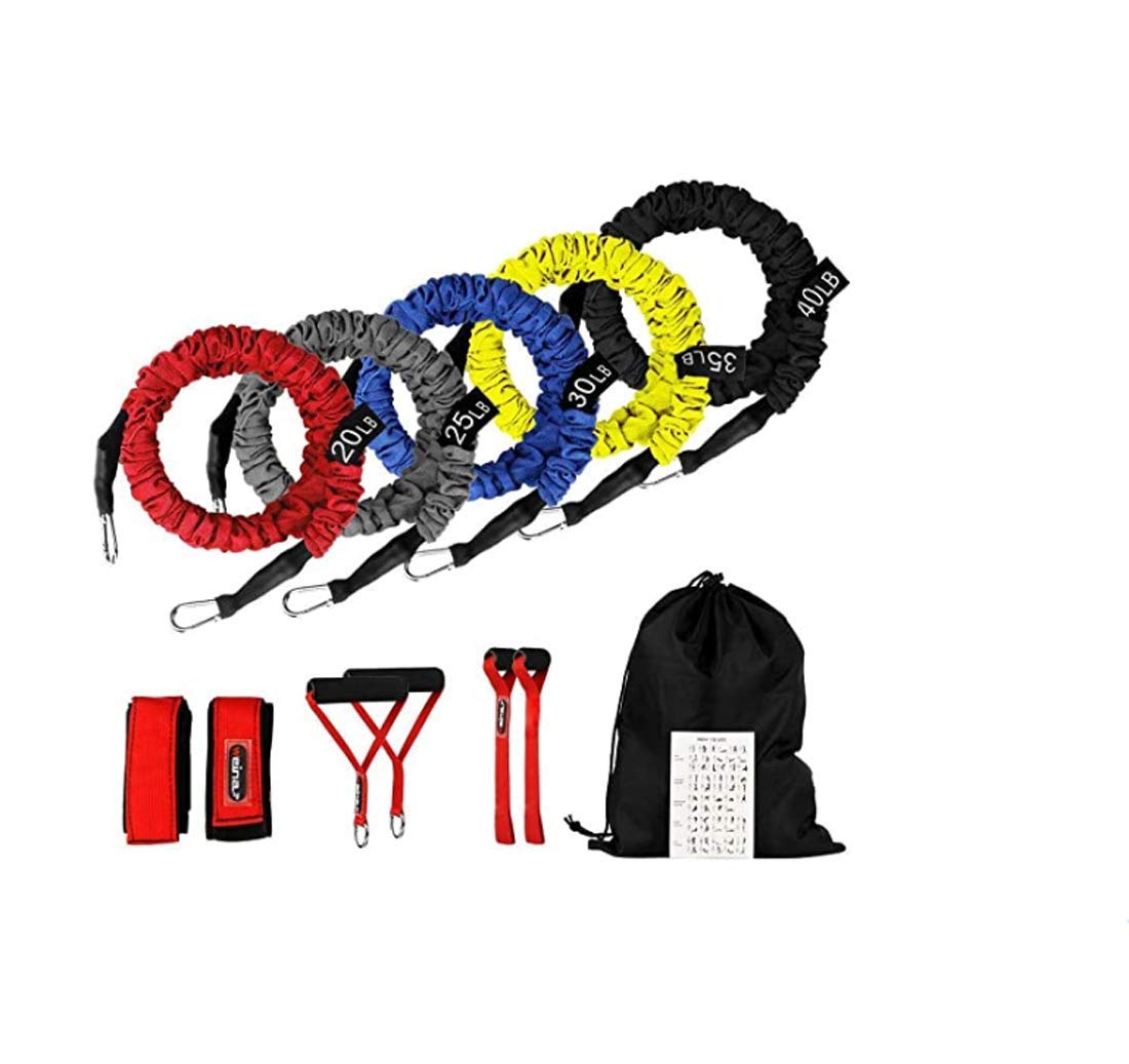 11-Piece Resistance Bands Set for Full Body Workout - Stretch Exercise Bands for Strength Training, Yoga, Pilates & Rehab - Perfect for Home Gym, Fitness, Leg & Arm Toning