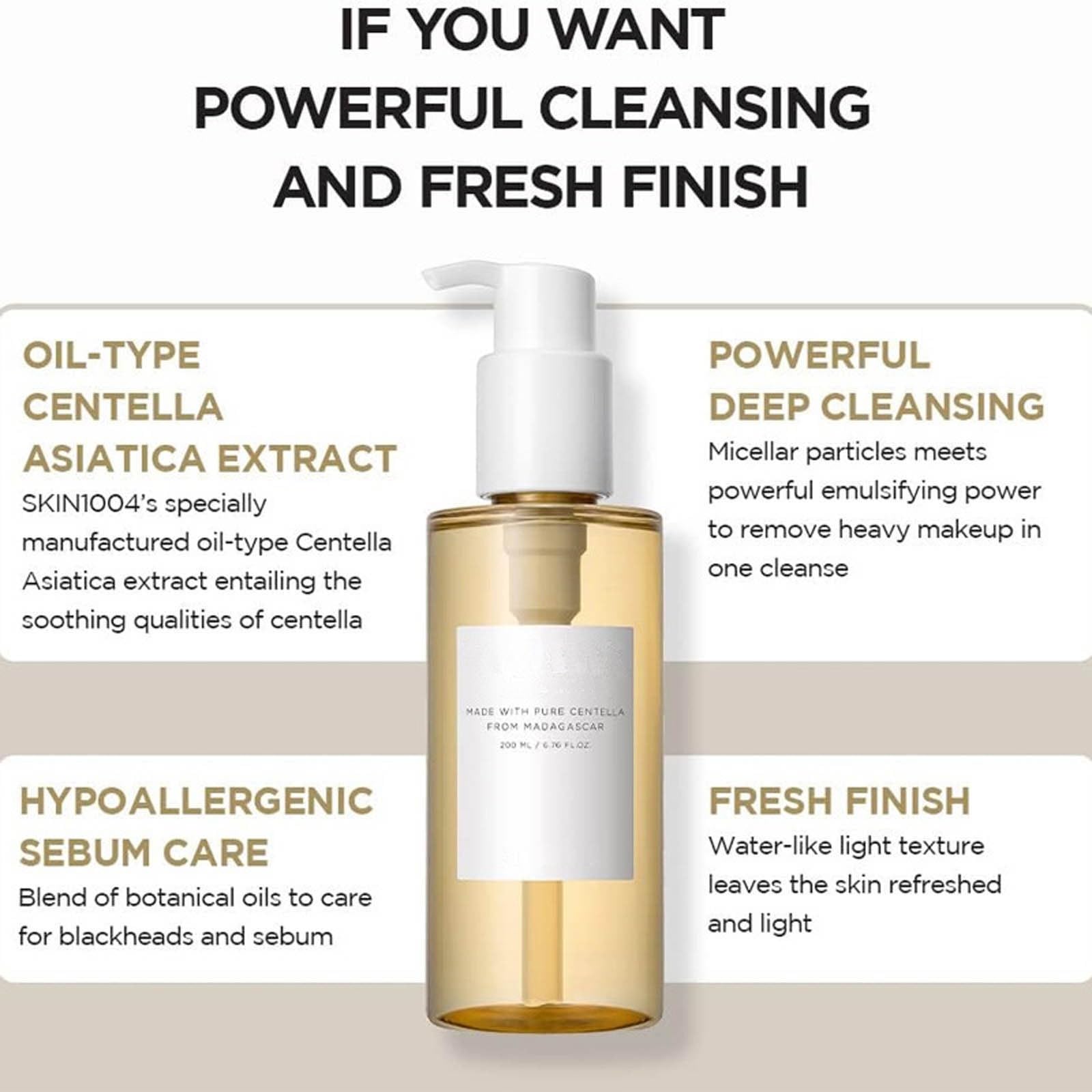 Centella Cleansing Oil - Korean Facial Oil for Deep Pore Cleansing & Fresh Skin Care