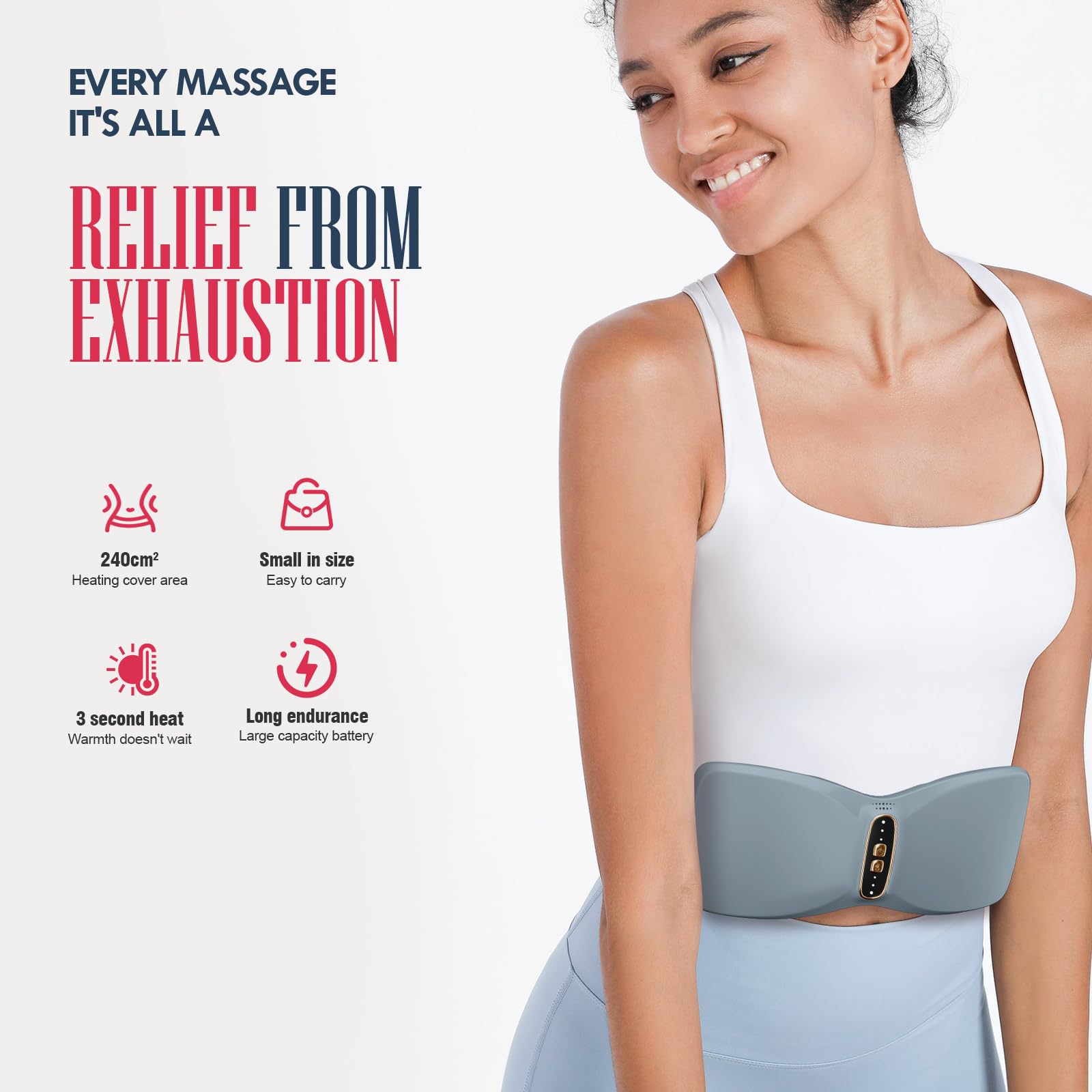 Portable Cordless Heating Pad for Cramps & Pain Relief - Electric Heating Pad with 3 Heat Levels & 3 Vibration Massage Modes - Fast Heating for Belly, Back & Muscle Pain - Perfect for Period Cramps, Backaches & Relaxation at Home or Office