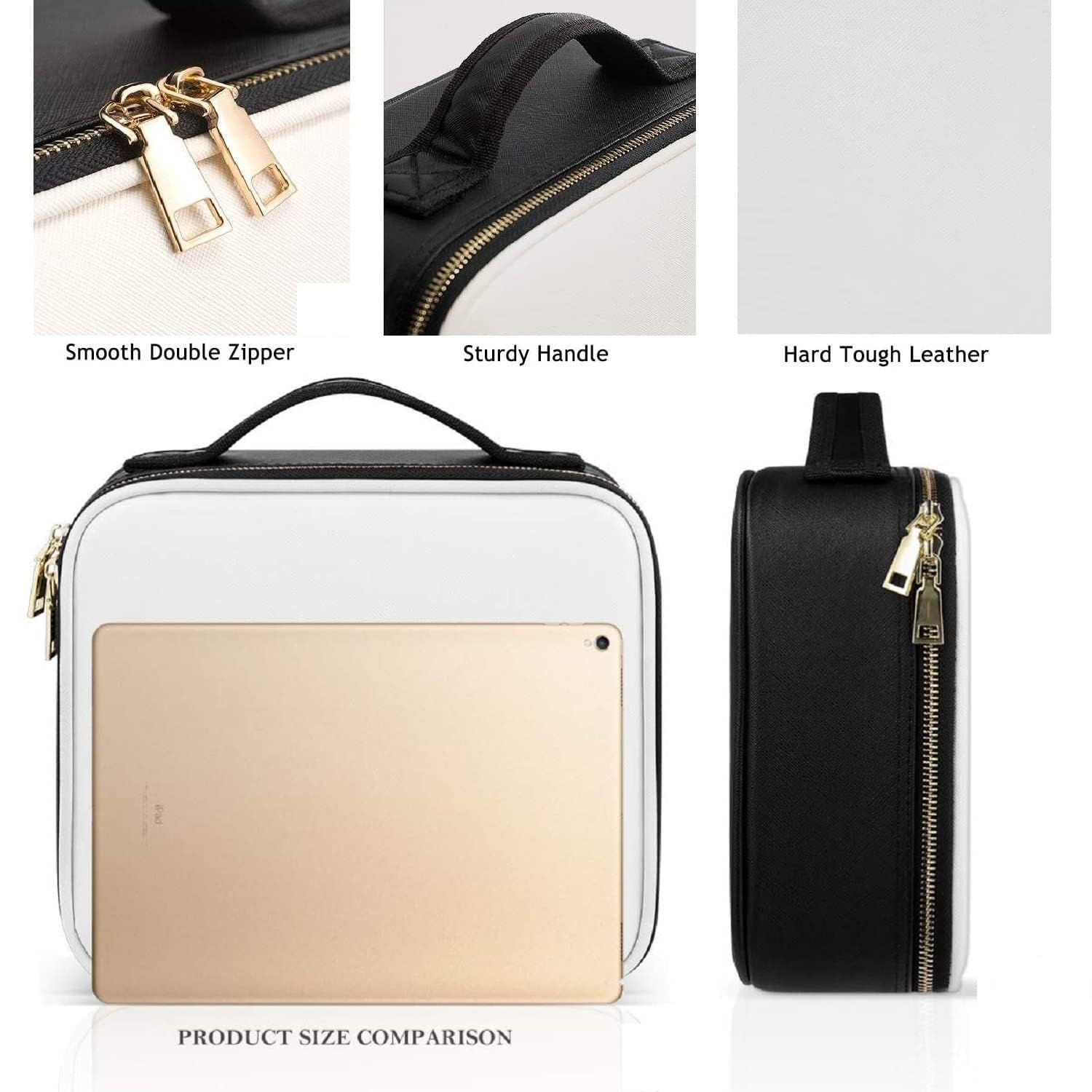 COFIEX Professional Makeup Train Case with Adjustable Dividers - Large Cosmetic Organizer for Women, Travel-Friendly Makeup Storage Bag for Brushes, Toiletries & Accessories - Perfect for Makeup Artists, Beauty Enthusiasts & On-The-Go Touch Ups - Great for Travel, Salon Use & Professional Makeup Kits