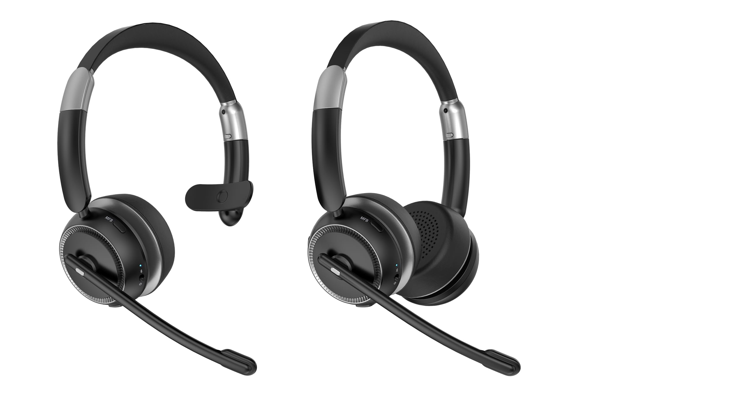 Wireless Bluetooth Headset with Microphone V5.2 - AI Noise Cancelling Single/Dual Ear Headphones for Phone, Laptop, Office - Perfect for Truckers, Call Centers, Zoom Meetings & Online Classes