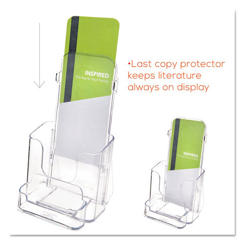Acrylic Document Holder with Business Card Storage - Countertop or Wall Mount Display (4 3/8
