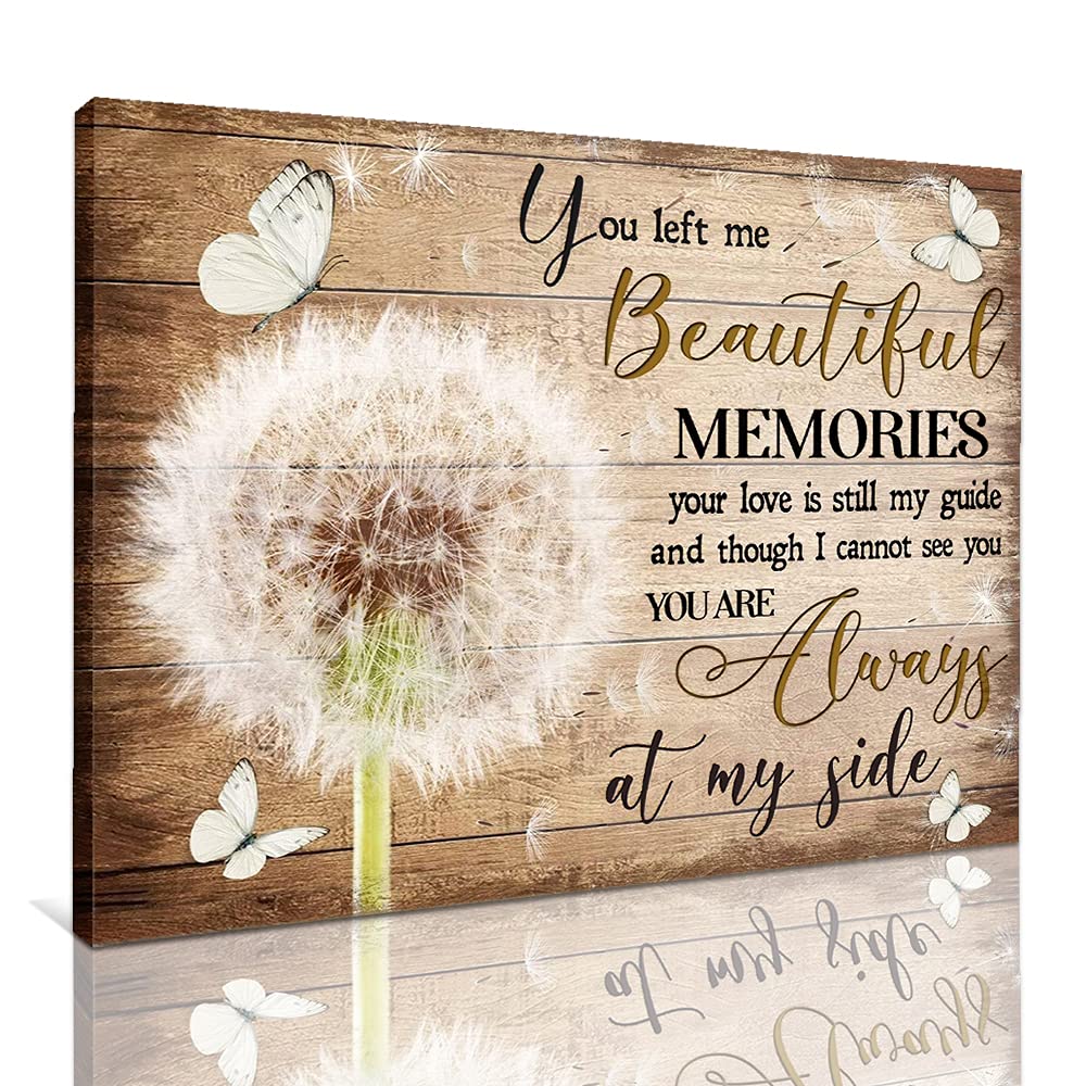 Rustic Canvas Wall Art - Light Brown Dandelion & Butterflies Print with Inspirational Quotes | Farmhouse Wood Framed Poster (24x36 Inch) | Perfect for Bedroom, Bathroom & Living Room Decor | Country Style Home Décor for Cozy Spaces
