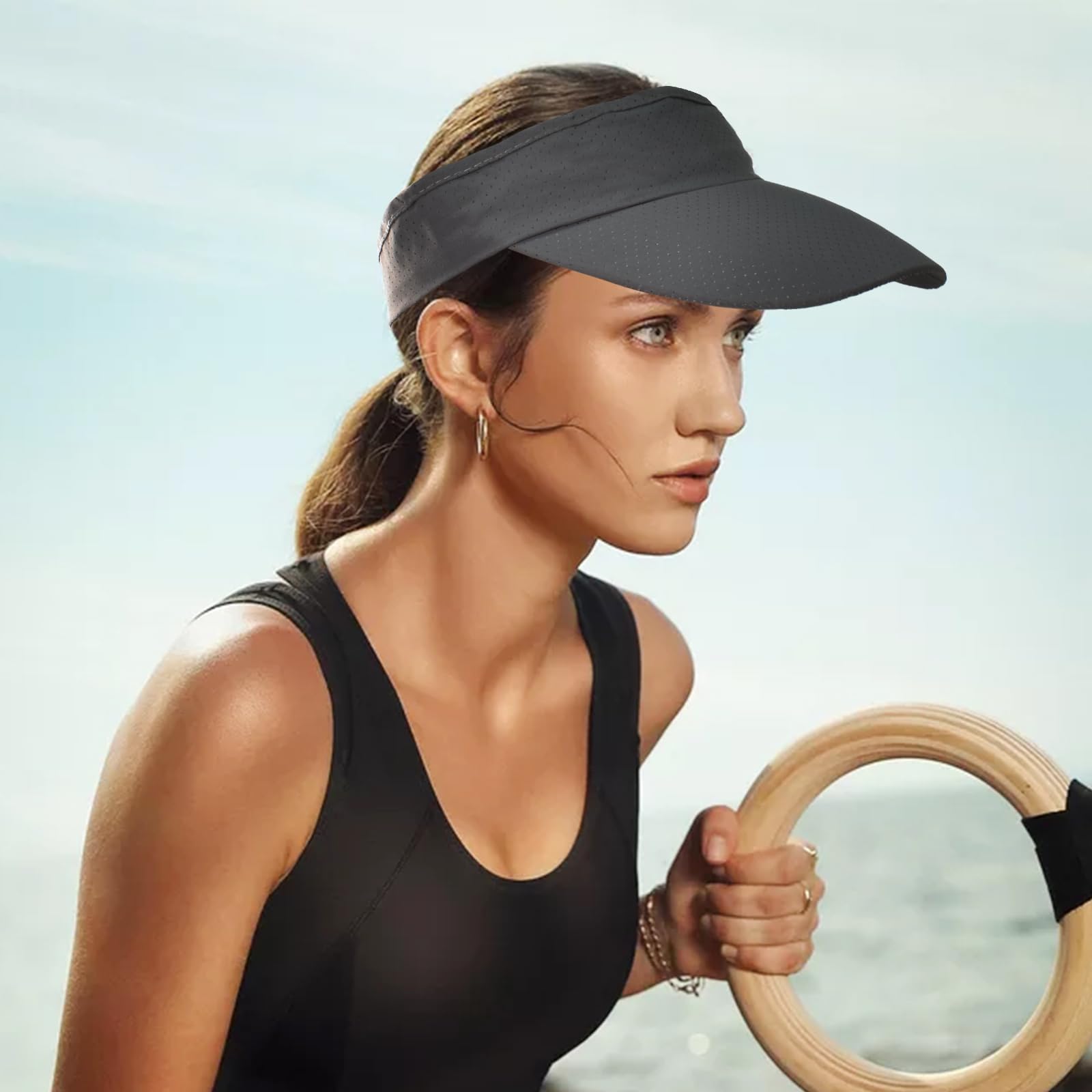 Women's Wide Brim UV Protection Sports Visor Hat - Adjustable Sun Hat for Golf, Cycling, Running & Outdoor Activities - Perfect for Summer, Beach & Casual Wear