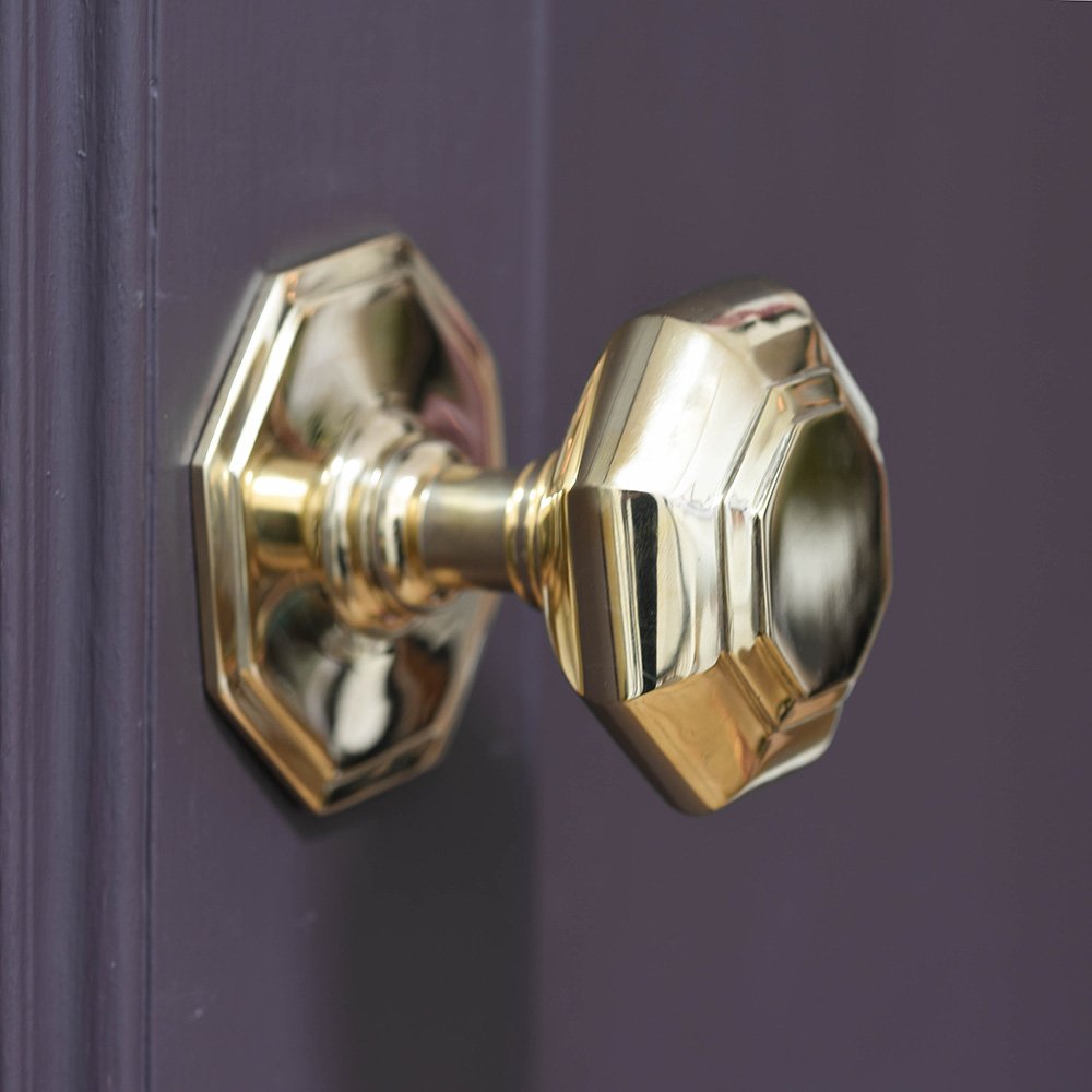 Polished Brass Octagonal Door Pull - Small Cabinet Handle for Kitchen, Bathroom & Furniture - Vintage Style Hardware for Drawers & Cabinets