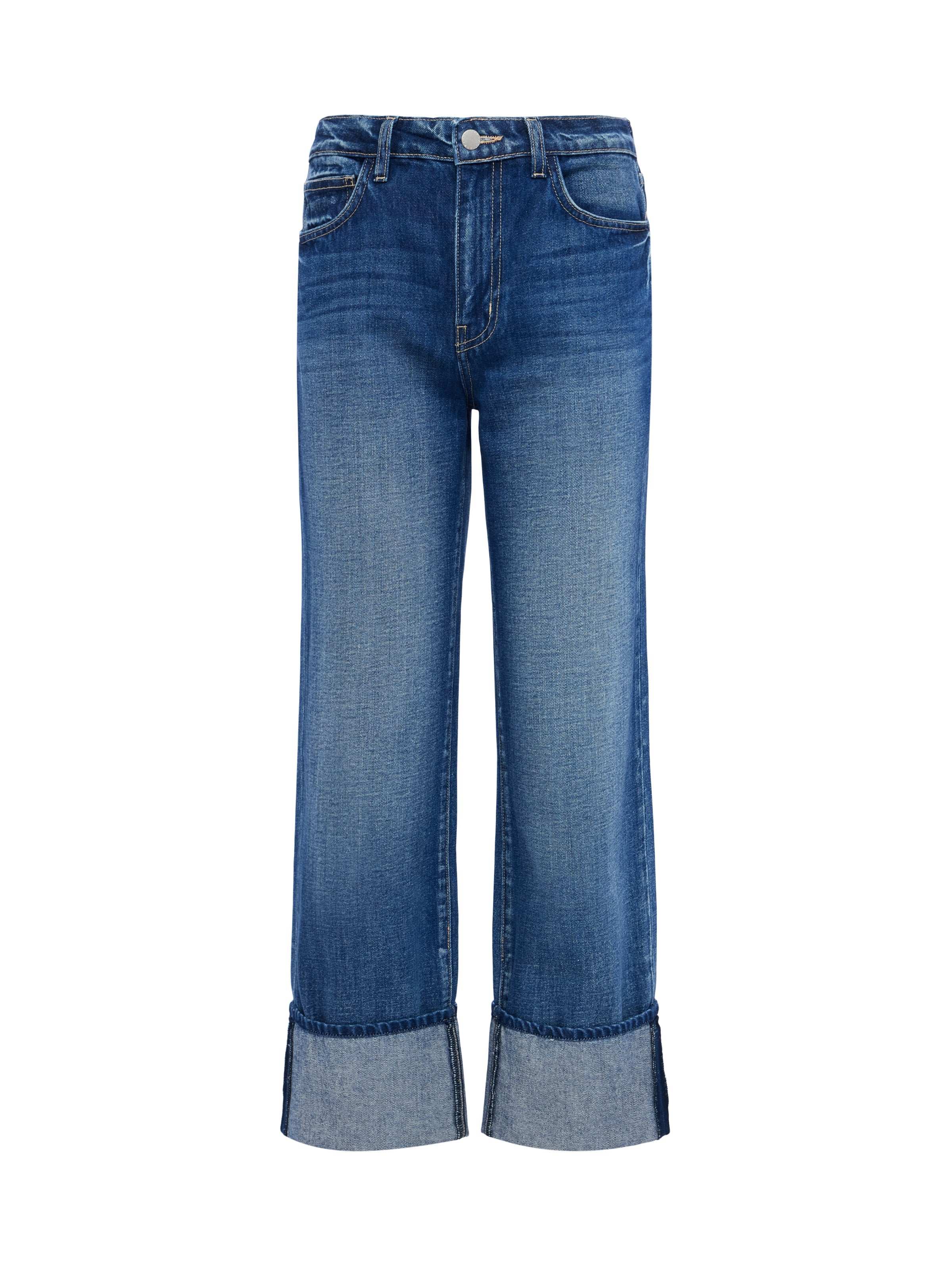 Leighton Cropped Cuffed Jean - Women's High Waist Distressed Denim Pants for Casual Outfits & Streetwear Fashion