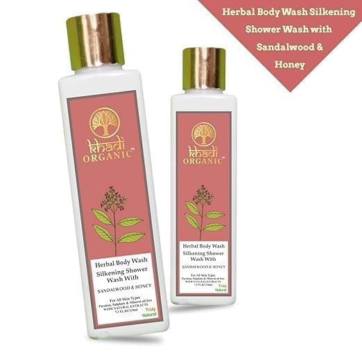 Organic Sandalwood & Honey Herbal Body Wash - 100% Natural, Paraben-Free for Glowing Skin - 210ml (Pack of 1) | Gentle Cleansing for Dry & Sensitive Skin, Spa-Like Relaxation at Home