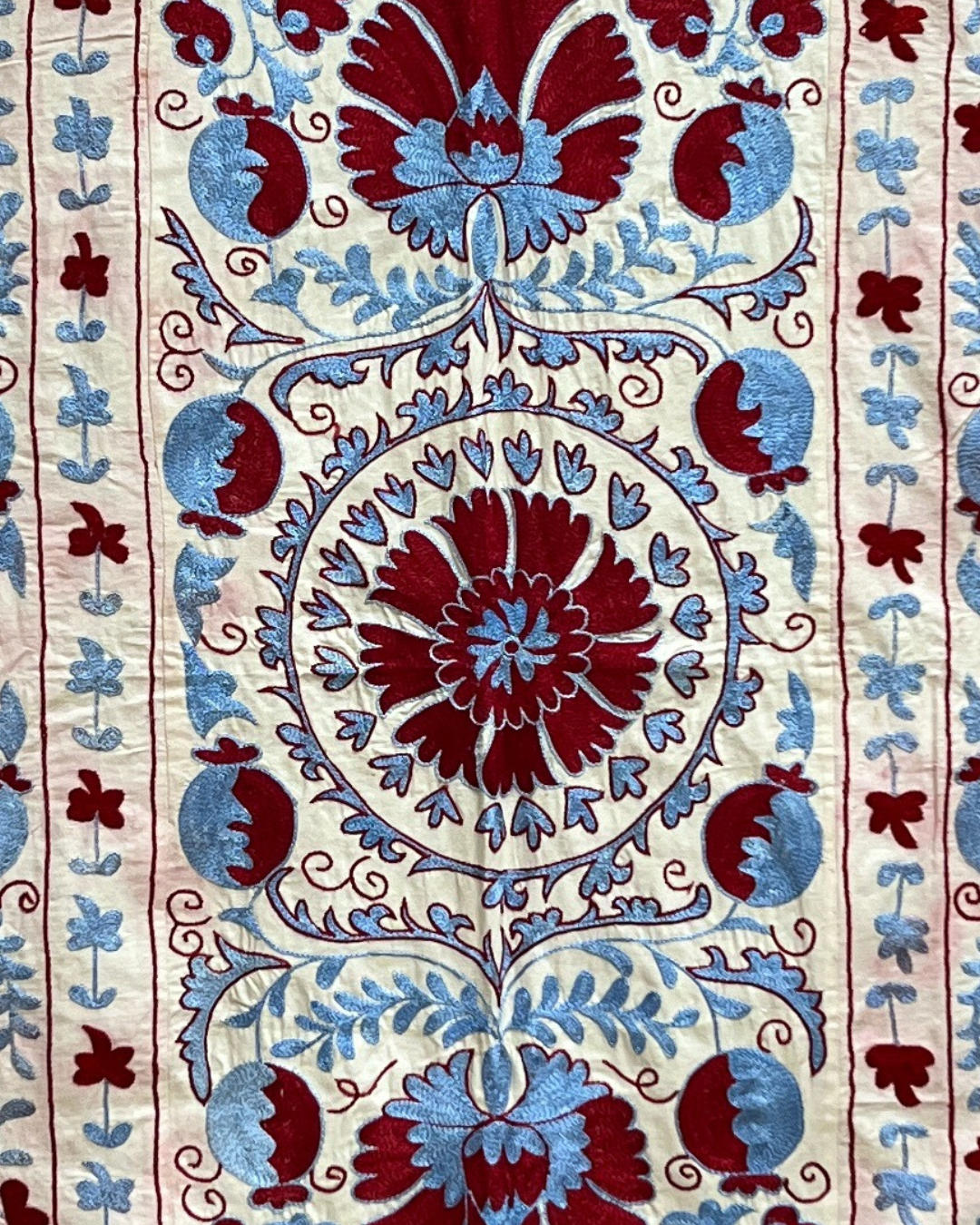 Suzani No 208 Handmade Embroidered Cotton Throw Pillow Cover - Bohemian Home Decor for Living Room, Bedroom & Sofa