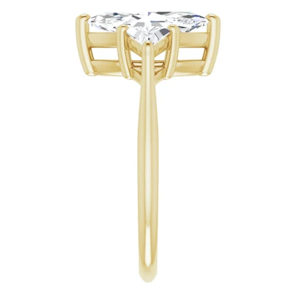 10K Solid Yellow Gold Handmade Marquise Cut Moissanite Engagement Ring - 1.0 CT Solitaire Wedding Band for Women, Bridal Proposal Ring | Perfect for Anniversary Gifts, Valentine's Day & Special Occasions