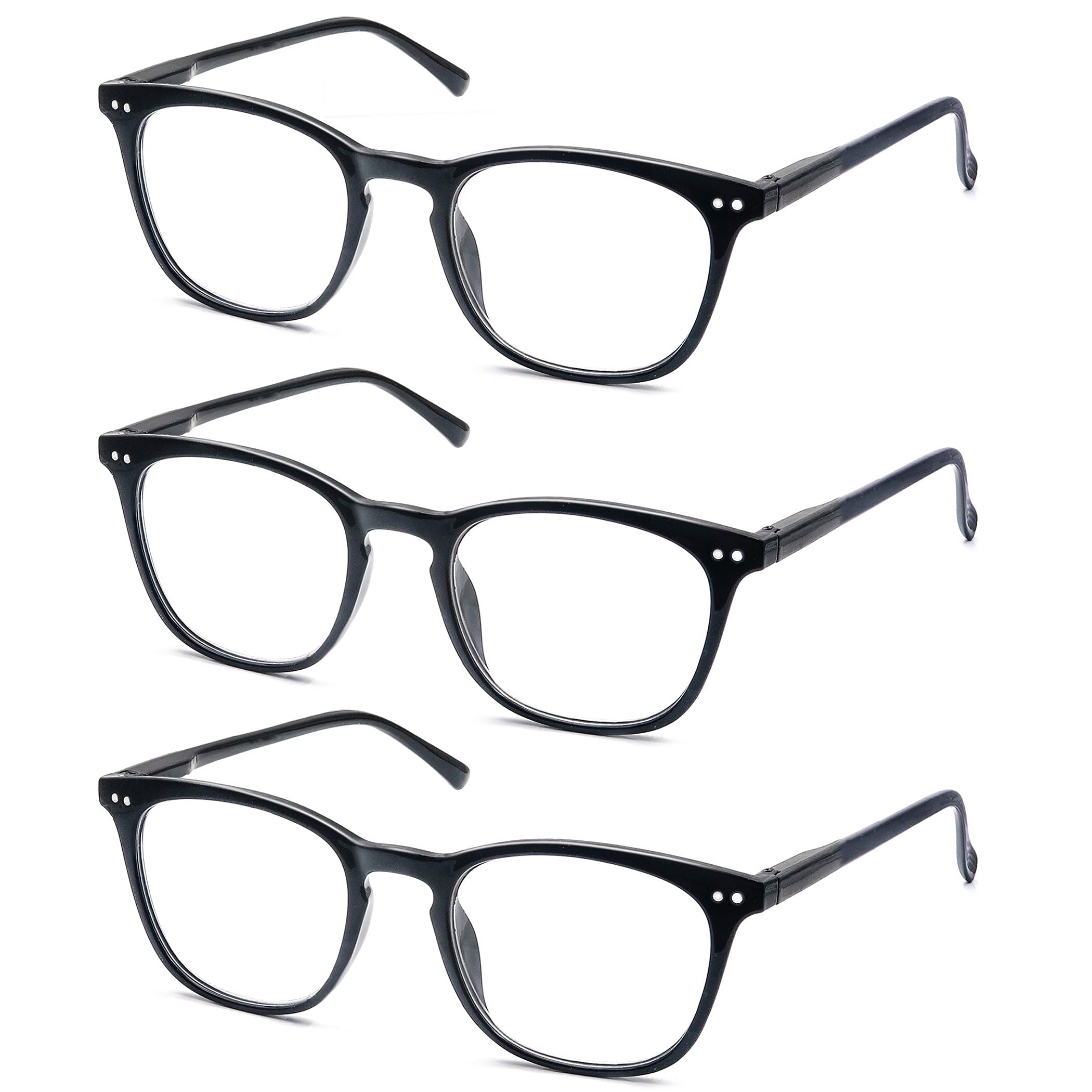 3 Pack Stylish Oval Reading Glasses for Women & Men - Flexible Spring Hinge +3.00 Strength Readers - Perfect for Reading Books, Using Phones & Working on Computers