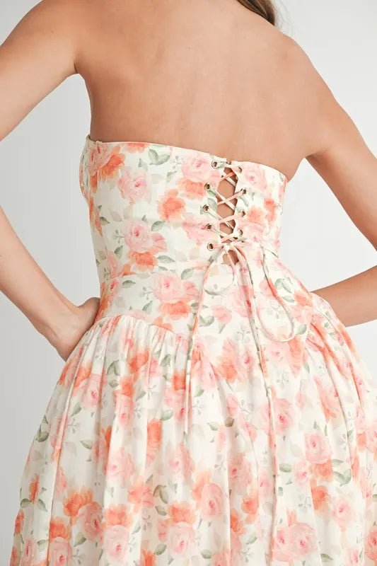 Floral Printed Midi Summer Dress for Women - Lightweight Flowy Boho Sundress with Pockets - Perfect for Beach Vacation, Garden Party & Casual Outings