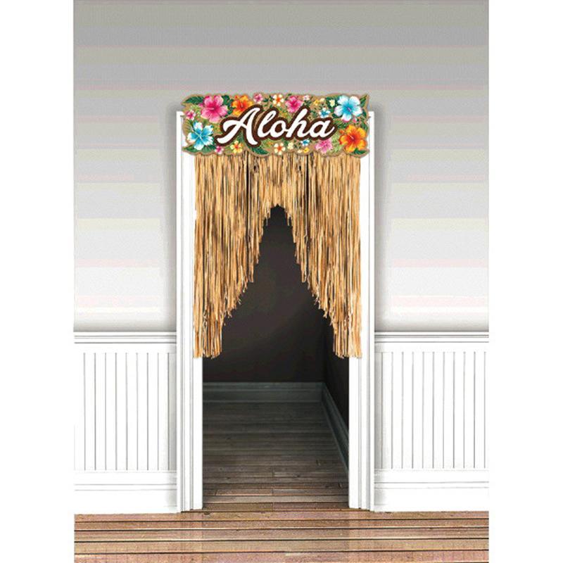 Aloha Floral Door Wreath - Hawaiian Tropical Welcome Decor for Front Door, Porch, or Wall - Perfect for Summer, Luau Party, and Beach House Decorations