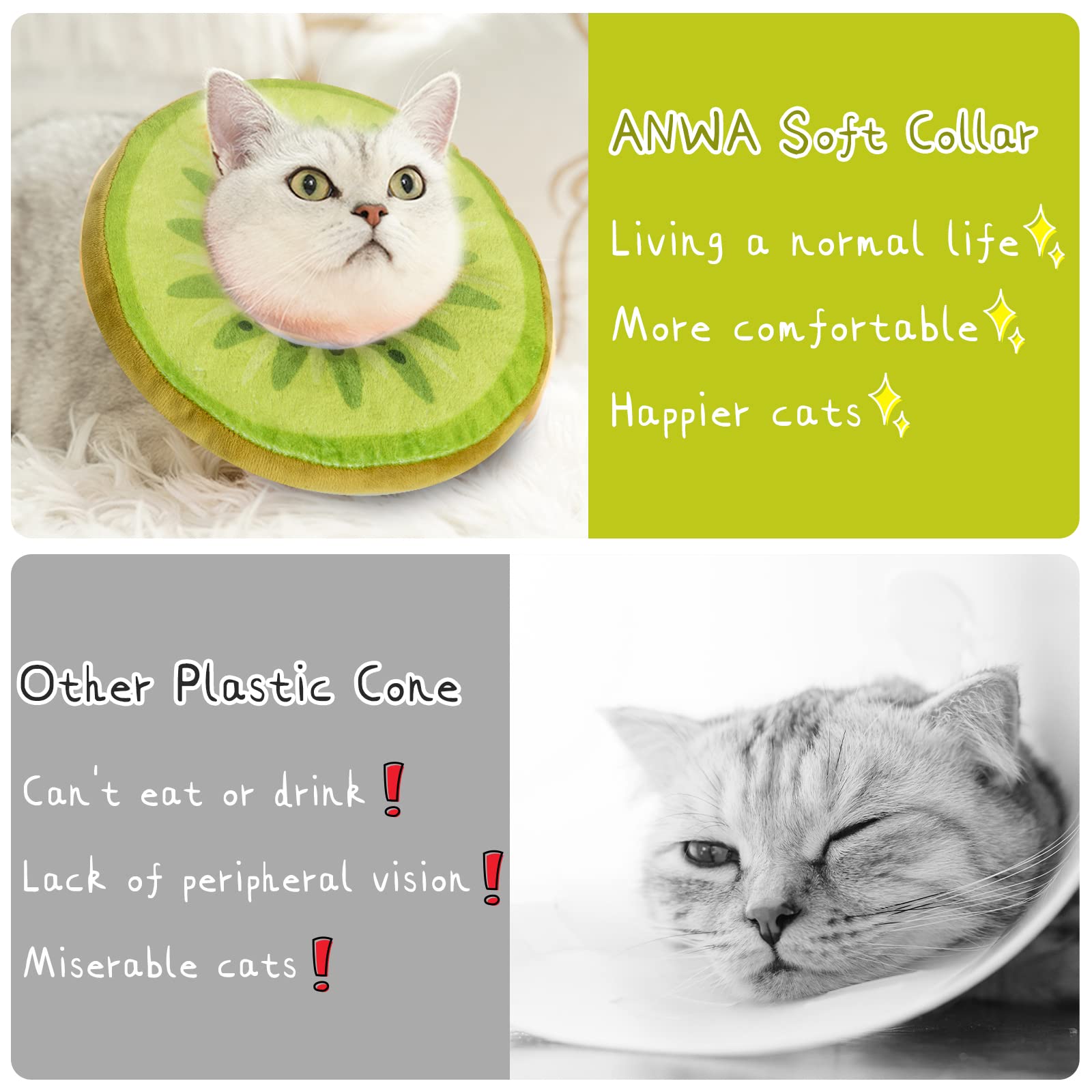 Soft & Adjustable Cat Cone Collar for Kittens - Comfortable Recovery E-Collar After Surgery - Perfect for Post-Op Care, Wound Protection & Stress-Free Healing (Ideal for Spay/Neuter, Injuries & Skin Treatments)