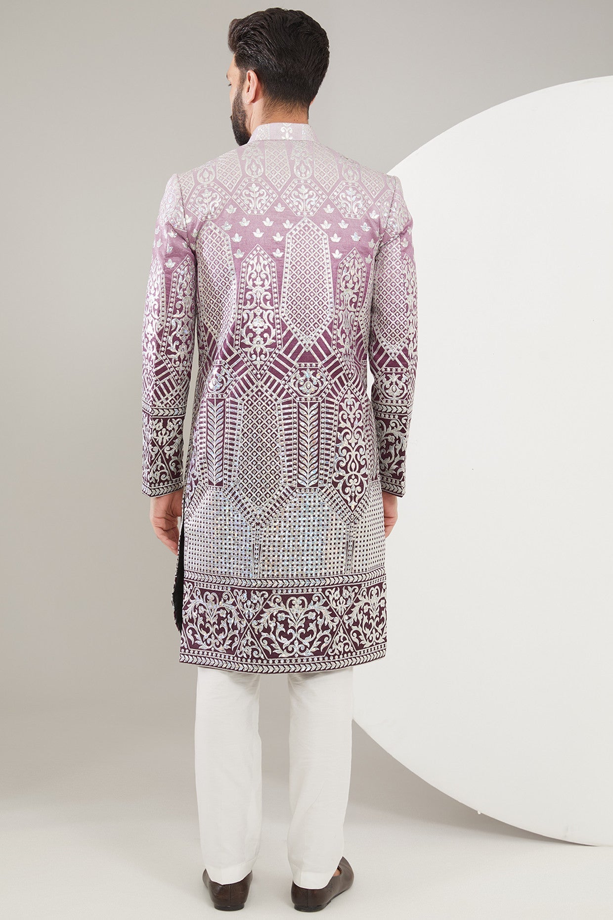 Elegant Purple Ombre Shaded Sherwani for Men | Traditional Indian Wedding Attire | Perfect for Grooms, Festivals & Special Occasions