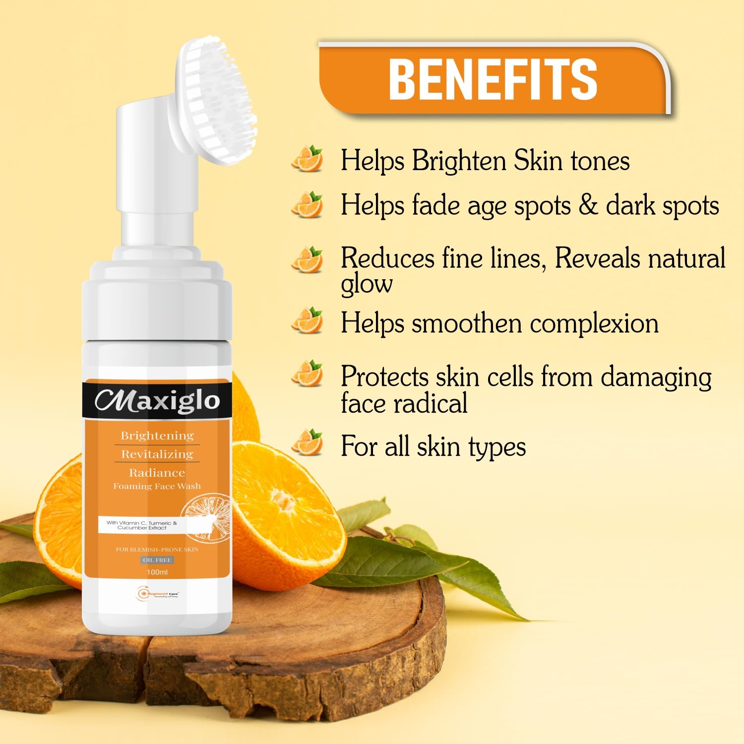 Vitamin C Foaming Face Wash with Turmeric & Cucumber - Brightening & Hydrating Cleanser for Acne-Prone & Sensitive Skin | Morning & Night Skincare Routine