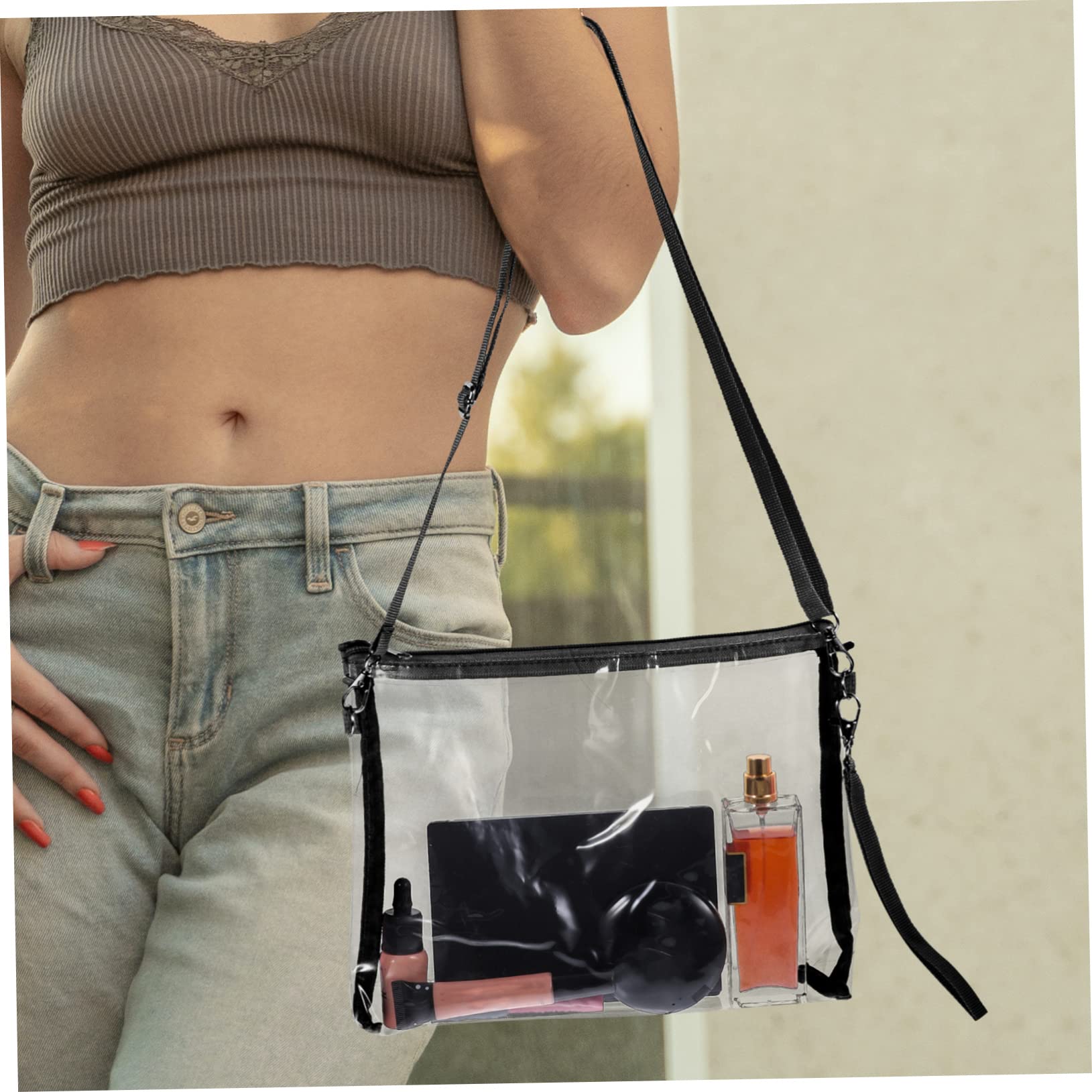 HANABASS Clear PVC Messenger Bag for Women - Transparent Crossbody Purse, Stadium Approved Tote for Concerts, Festivals & Events